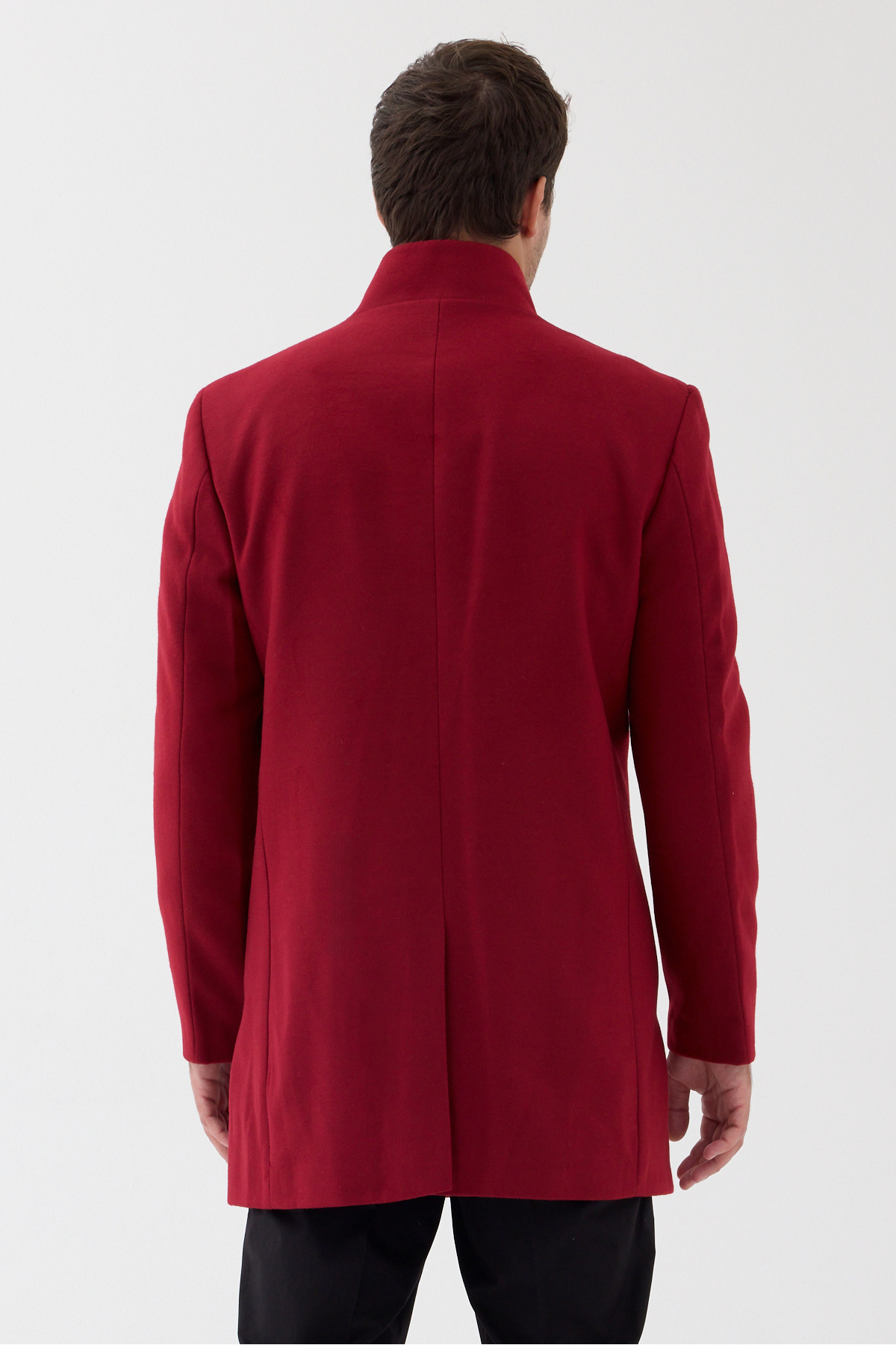 Pagano Erkek Kırmızı Slim Fit Dik Yaka Kaşe Kaban — قرمز 9300 PAGANO — تصویر 7 از 7