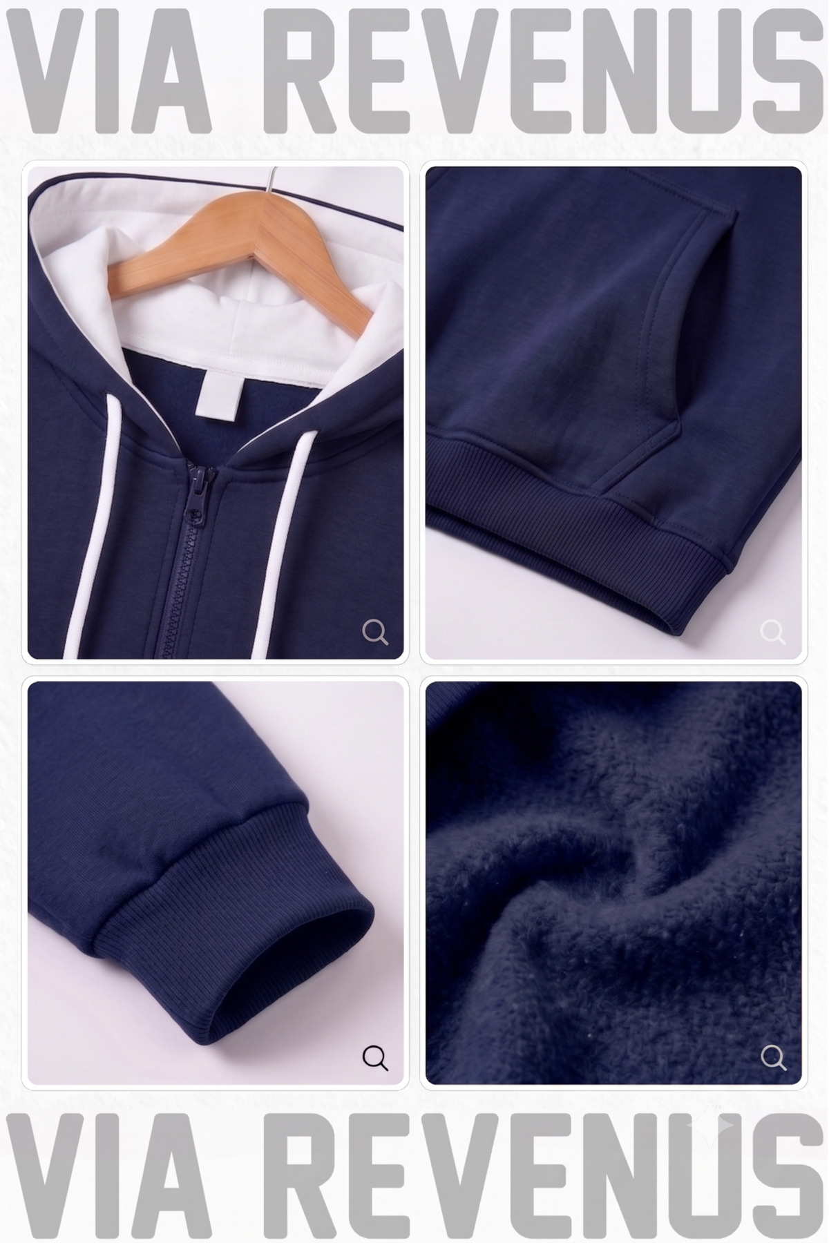 Ufc Ön Ve Arka Baskılı Unisex Fermuarlı Kapüşonlu Sweatshirt Hırka — سرمه‌ای FK3108UFC — تصویر 2 از 3