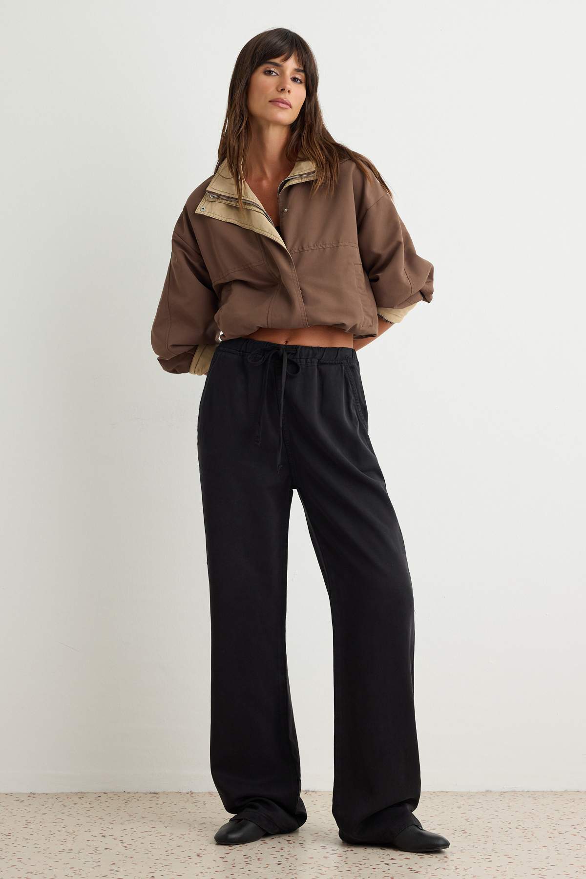 More Sustainable Siyah %100 Tencel™ Beli Lastikli Yüksek Bel Jeans TWOSS24JE00203