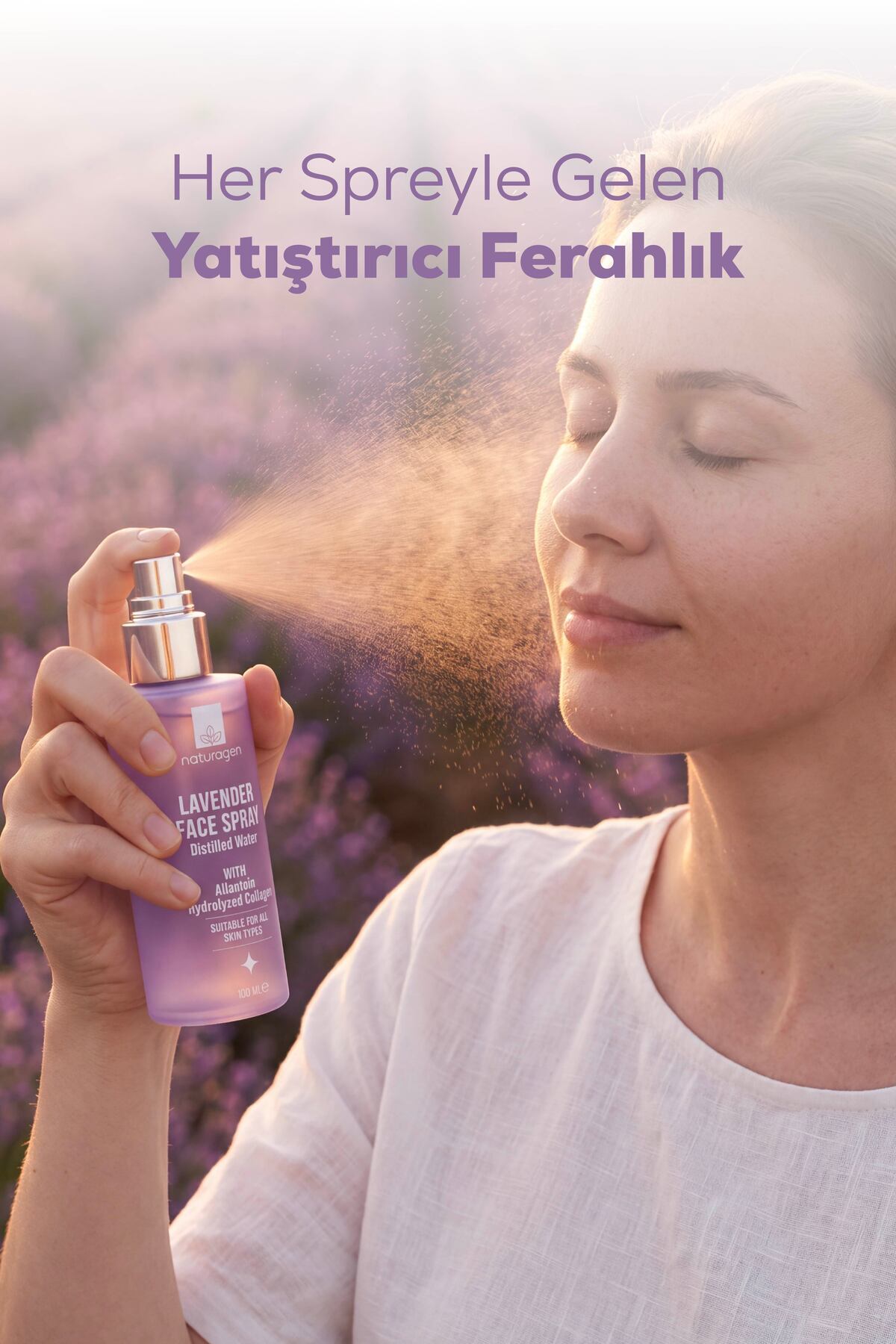 Nemlendirici ve Yatıştırıcı Yüz Spreyi 100 ml | Lavanta, Allantoin, Hidrolize Kolajen, Panthenol — KZMNTG0060 — تصویر 7 از 7