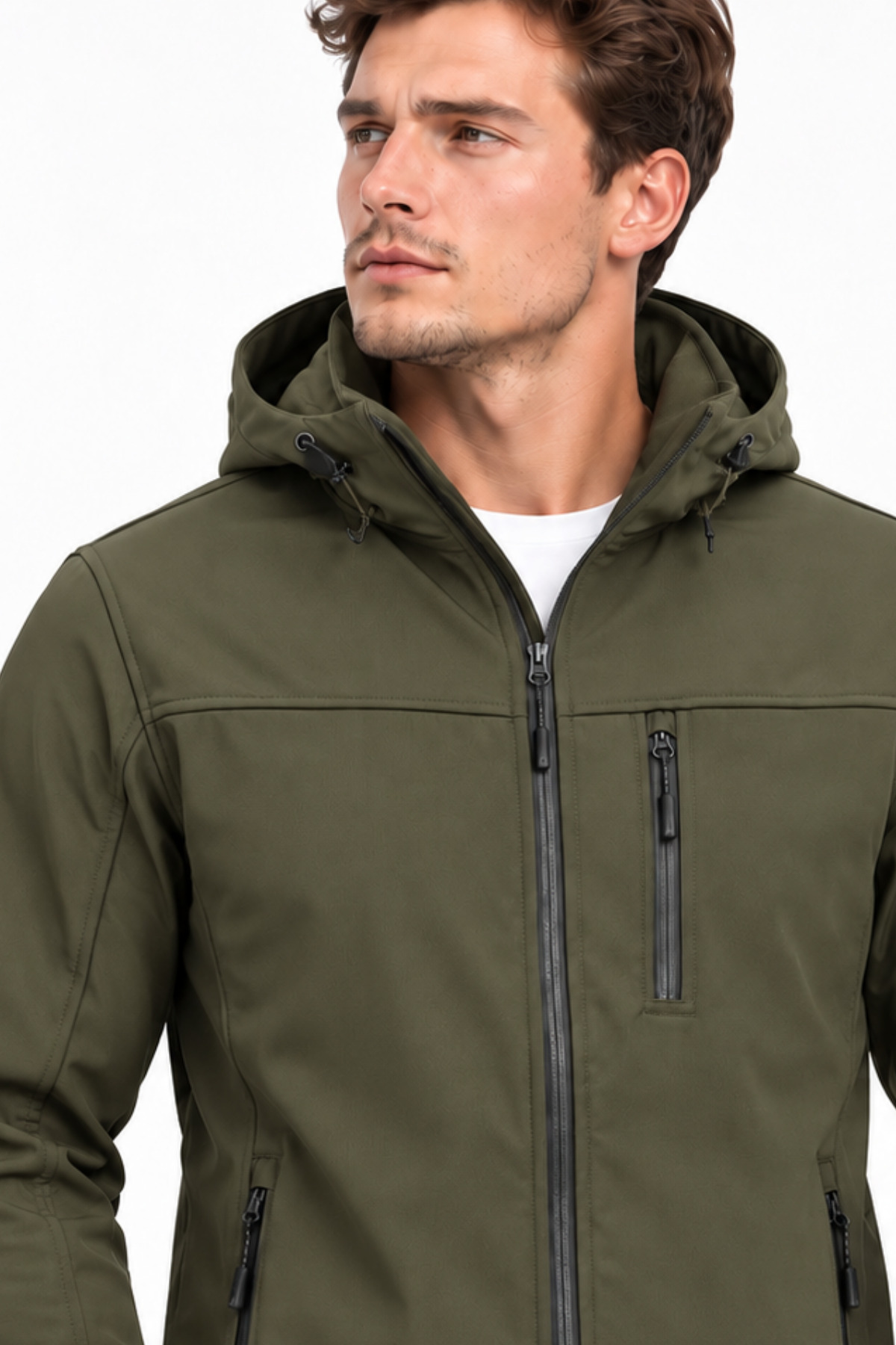 Erkek Mont İçi Polarlı Softshell Mont Su ve Rüzğar Geçirmez Kapüşonlu Spor Mont — رنگارنگ MONT-SOFT01 — تصویر 4 از 7