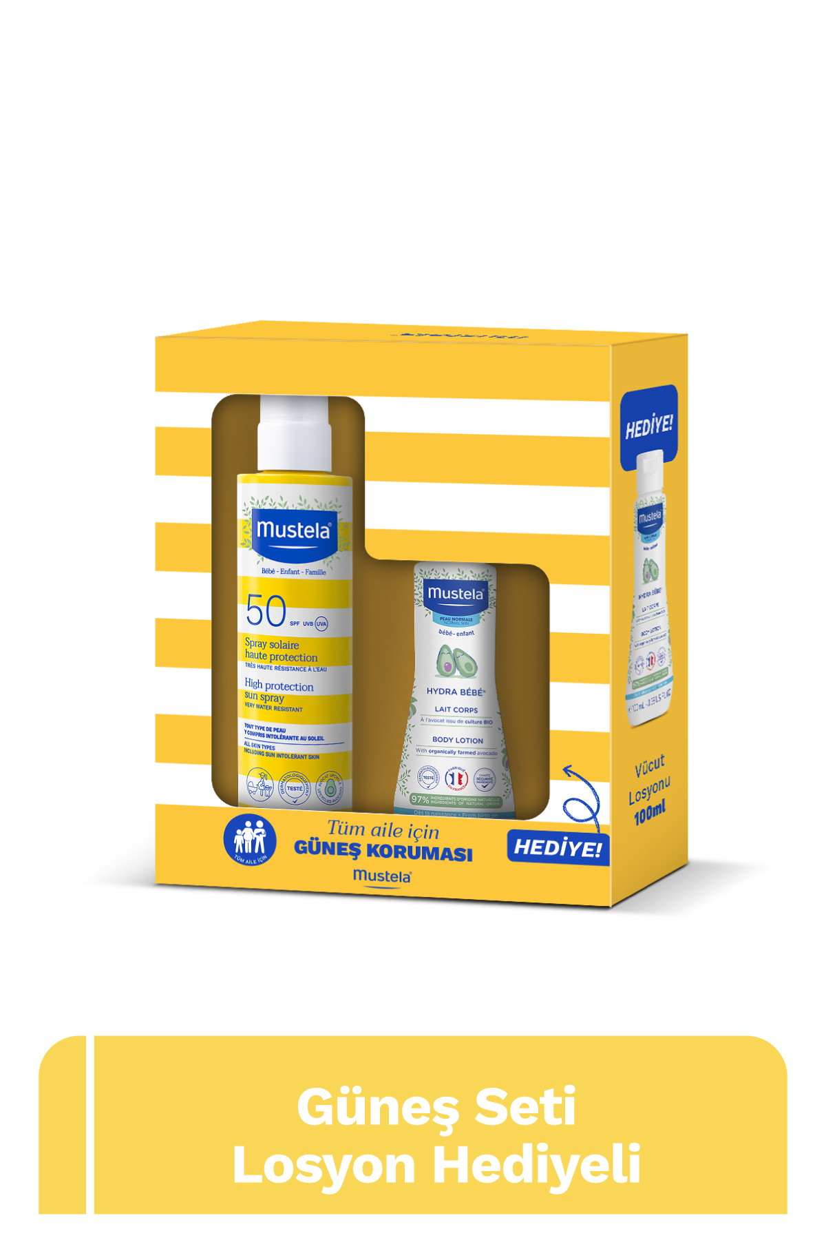 Mustela Organik Sertifikalı Avocado+Sprey 200 ml+Hydra Bebe Vücut Losyonu 100 ml Hediye