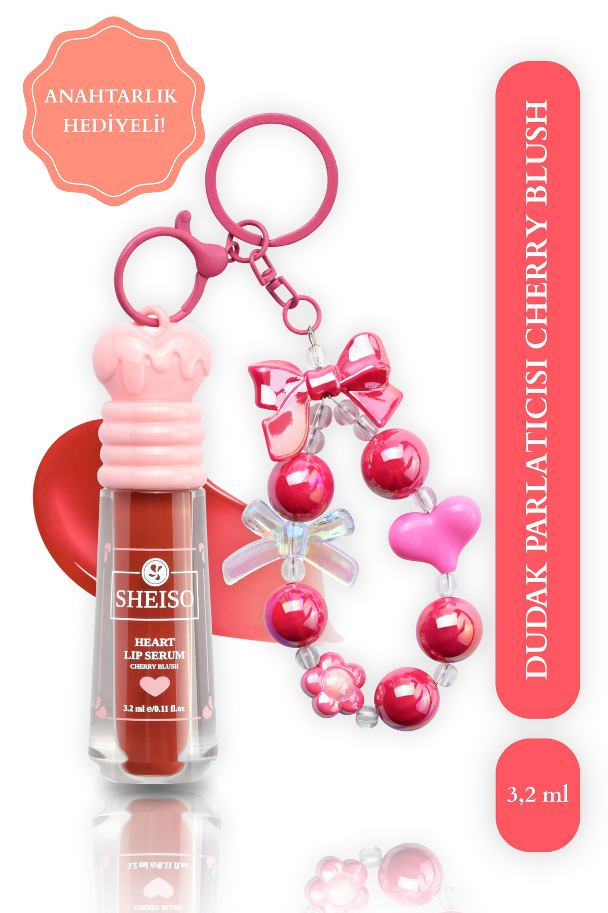 Anahtarlık Hediyeli Dudak Parlatıcısı Lip Serum-Cherry Blush — قرمز LIPSERUM01