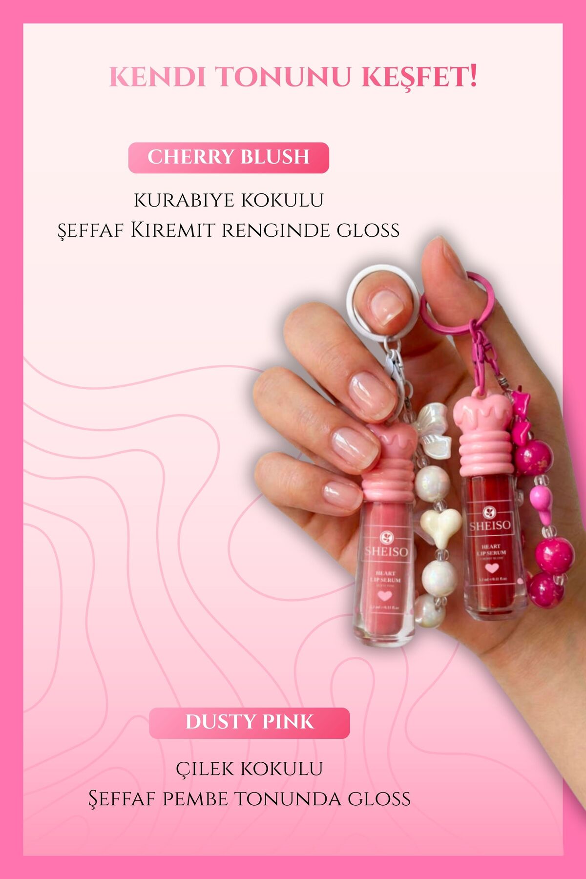 Anahtarlık Hediyeli Dudak Parlatıcısı Lip Serum-Cherry Blush — قرمز LIPSERUM01 — تصویر 4 از 8