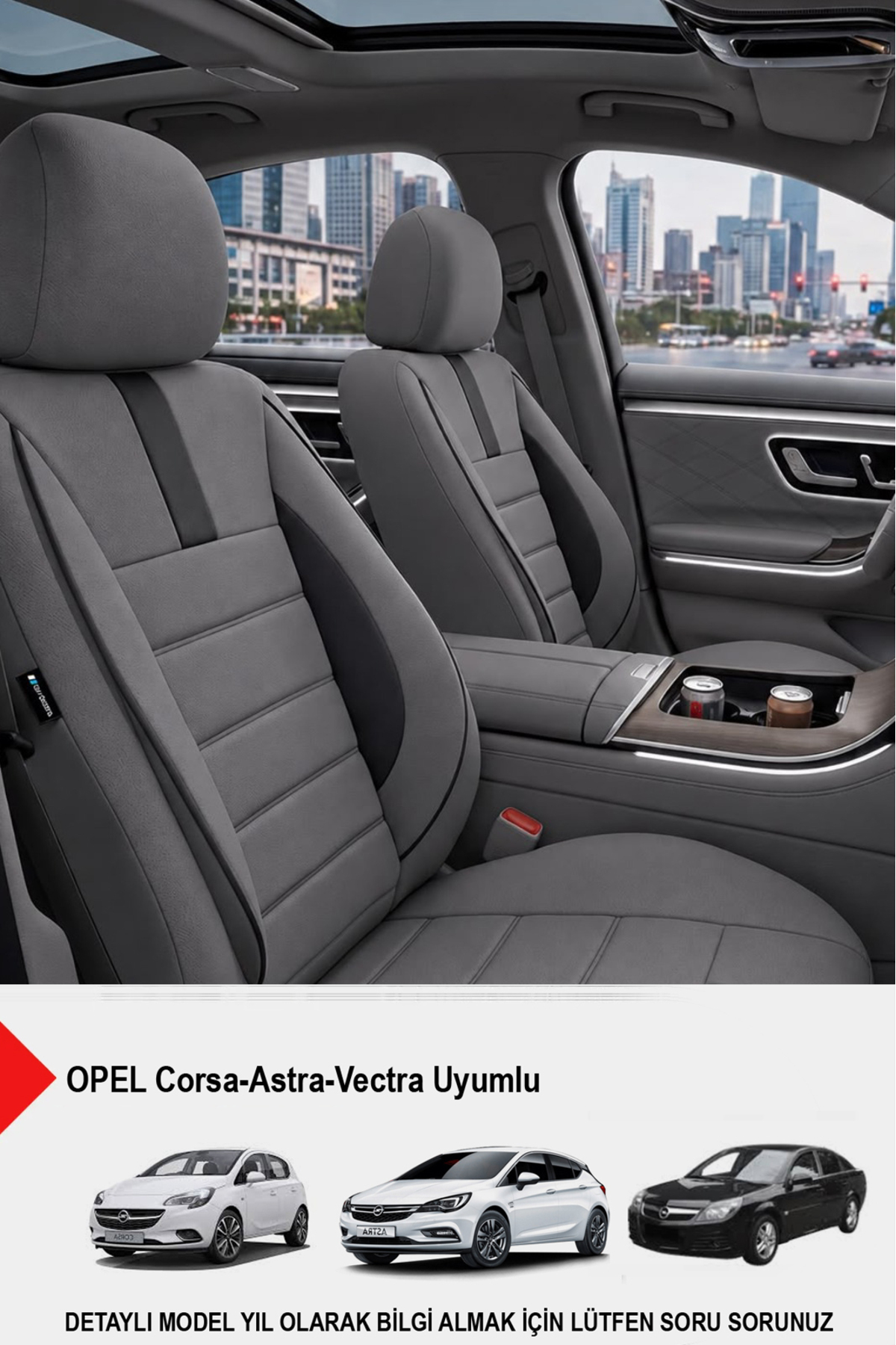 GM-DESIGN Oniks Füme Oto Koltuk Kılıfı (OPEL Corsa-Astra-Vectra Uyumlu)