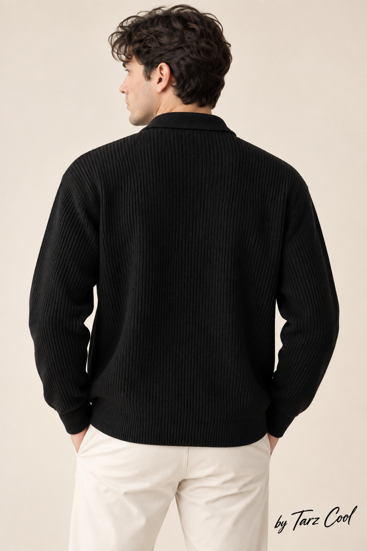 Düğme Detaylı Regular Fit Hırka — مشکی HRK19188 — تصویر 4 از 4
