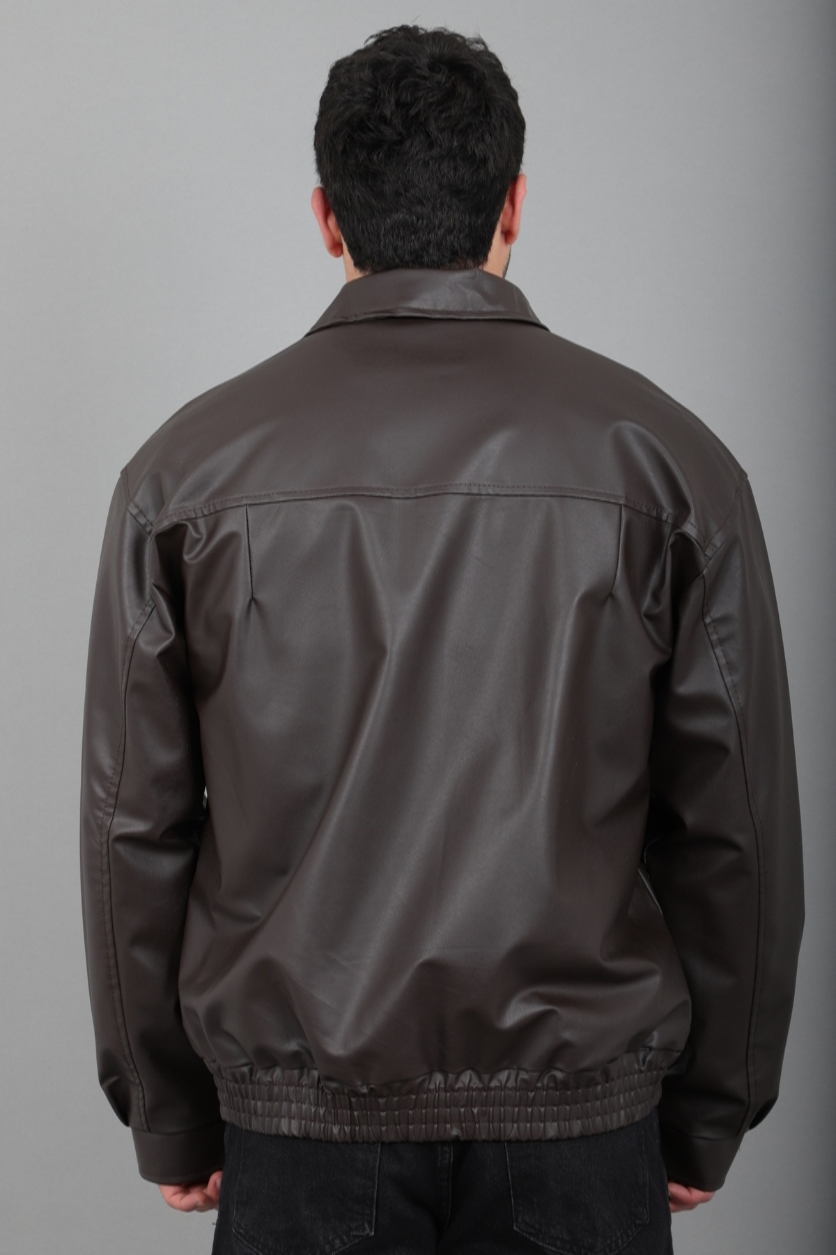 کت چرم مصنوعی کمر الاستیک Oversize Bl 1731_50379 — مشکی — تصویر 7 از 8