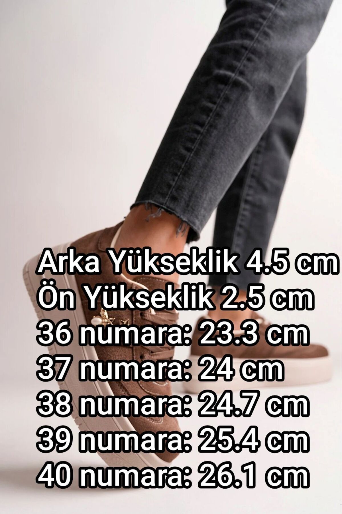 BAHRİNA Kadın Kahve Süet Yıldız Kelebekli Kalın Tabanlı Sneaker