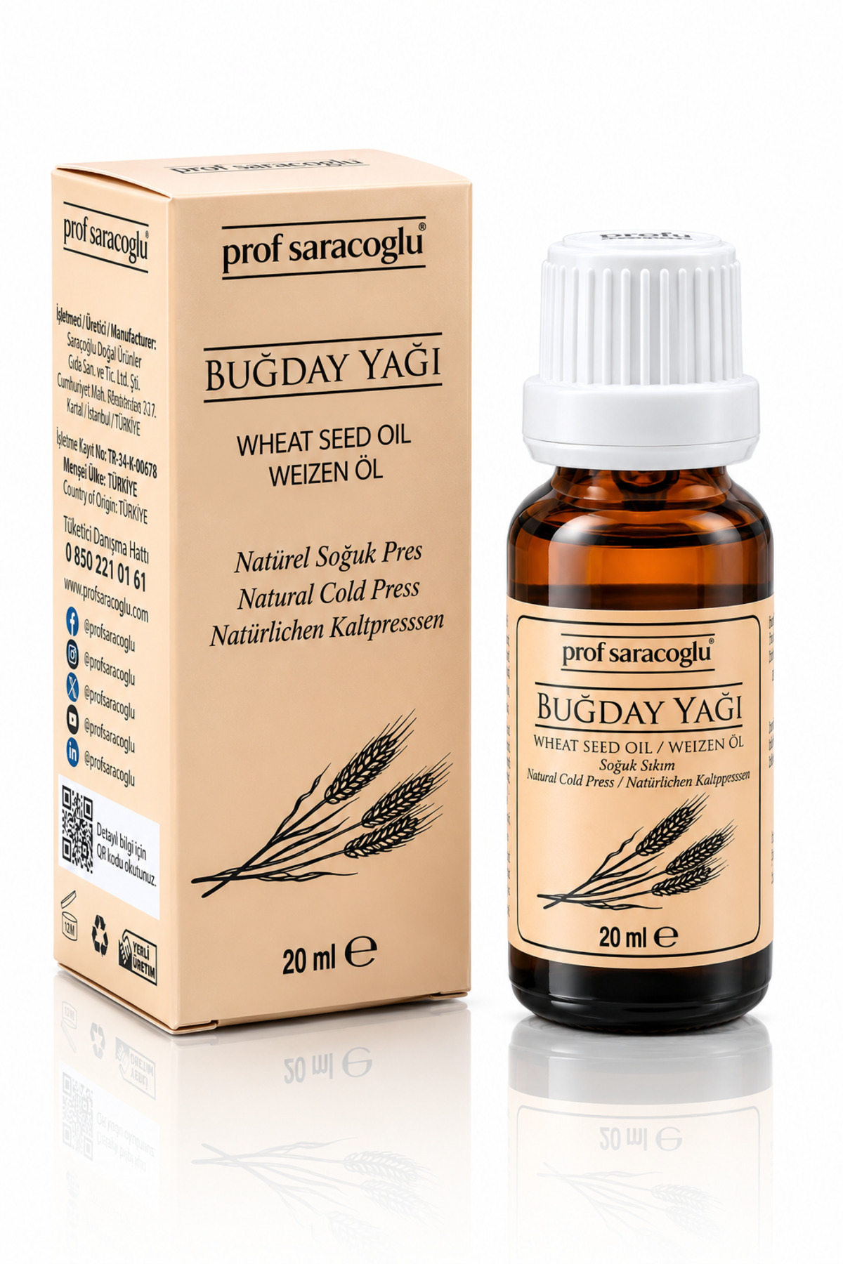 Soğuk Sıkım Buğday Yağı Doğal 20 ml — YGAY-URN-0007 — تصویر 2 از 3