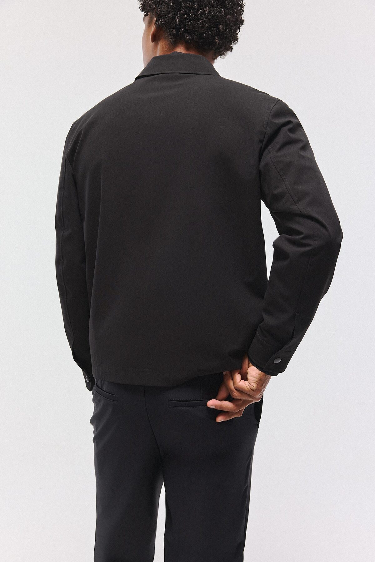 Su İtici Slim Fit Fermuarlı Gömlek Yaka Mont H1884AX26AU — مشکی — تصویر 5 از 5