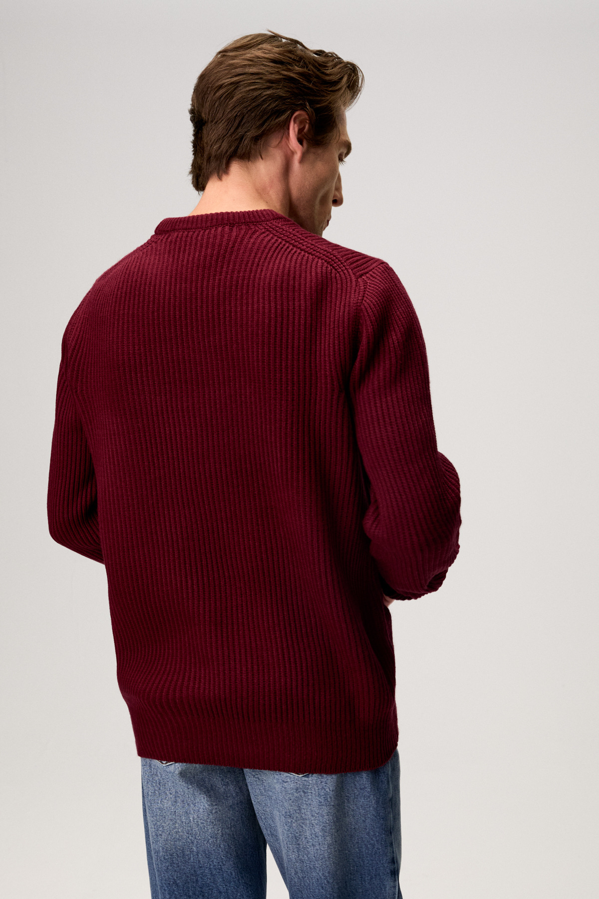 CABLIN Erkek Yuvarlak Yaka Regular Fit Triko Bordo Kazak — زرشکی CABLIN01012025 — تصویر 4 از 4