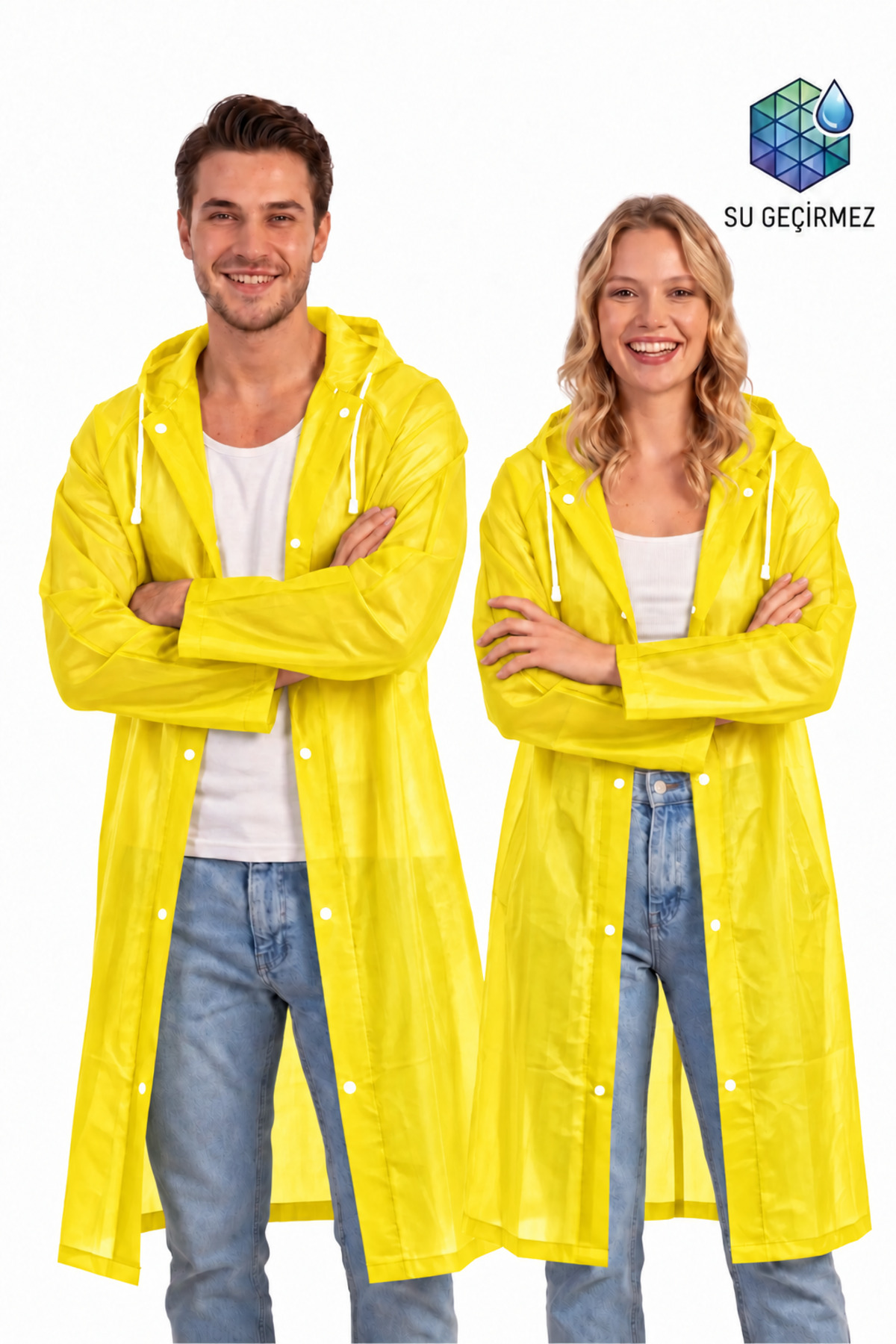 SARFEX Unisex Sarı Su Rüzgar Geçirmez Yağmurluk Kapşonlu — زرد yağmurluk