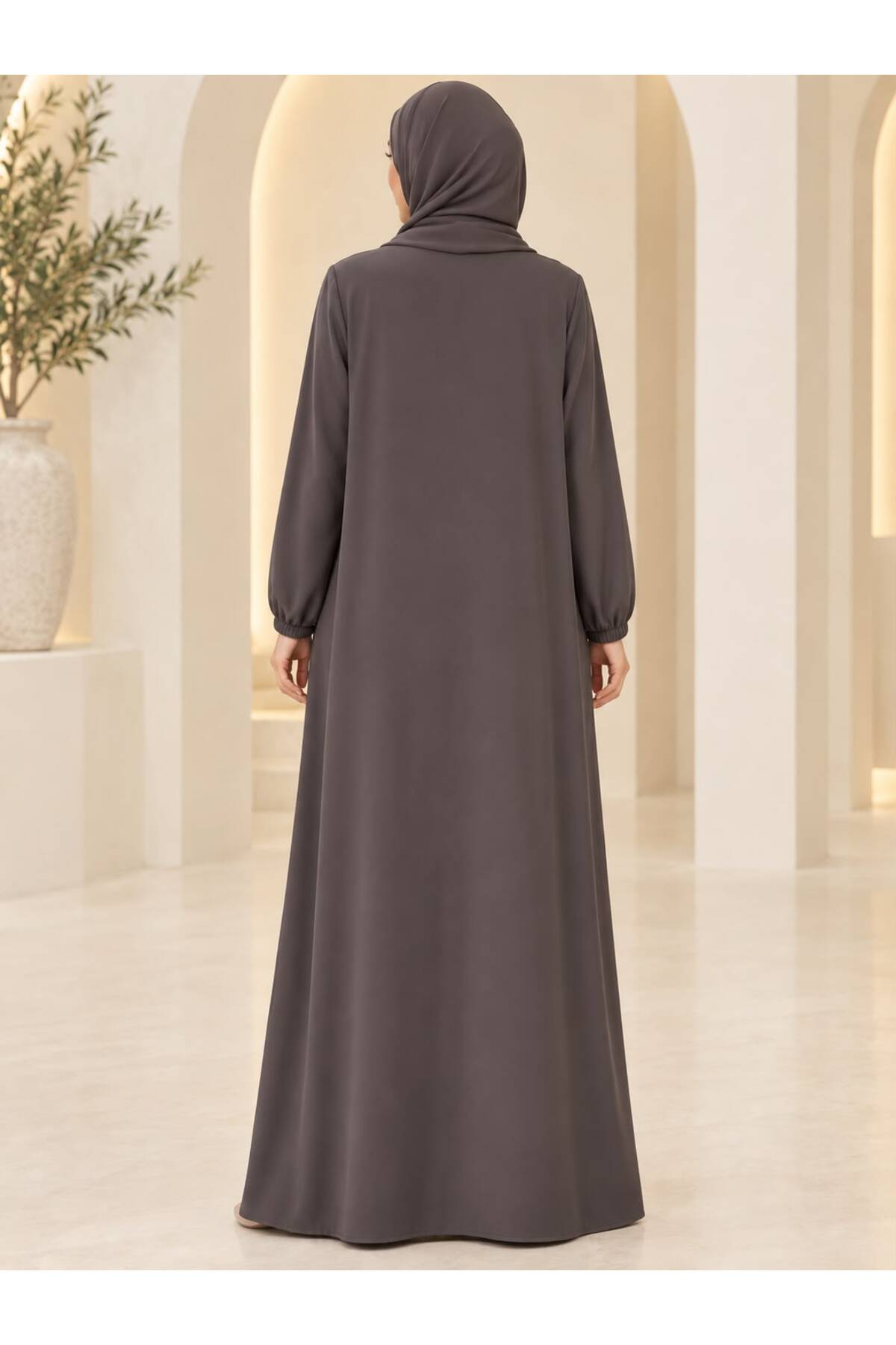 2169 ABAYA یقه زیپ دار DETAILED DOMINATE یقه آستین بلند فصلی ABAYA 2