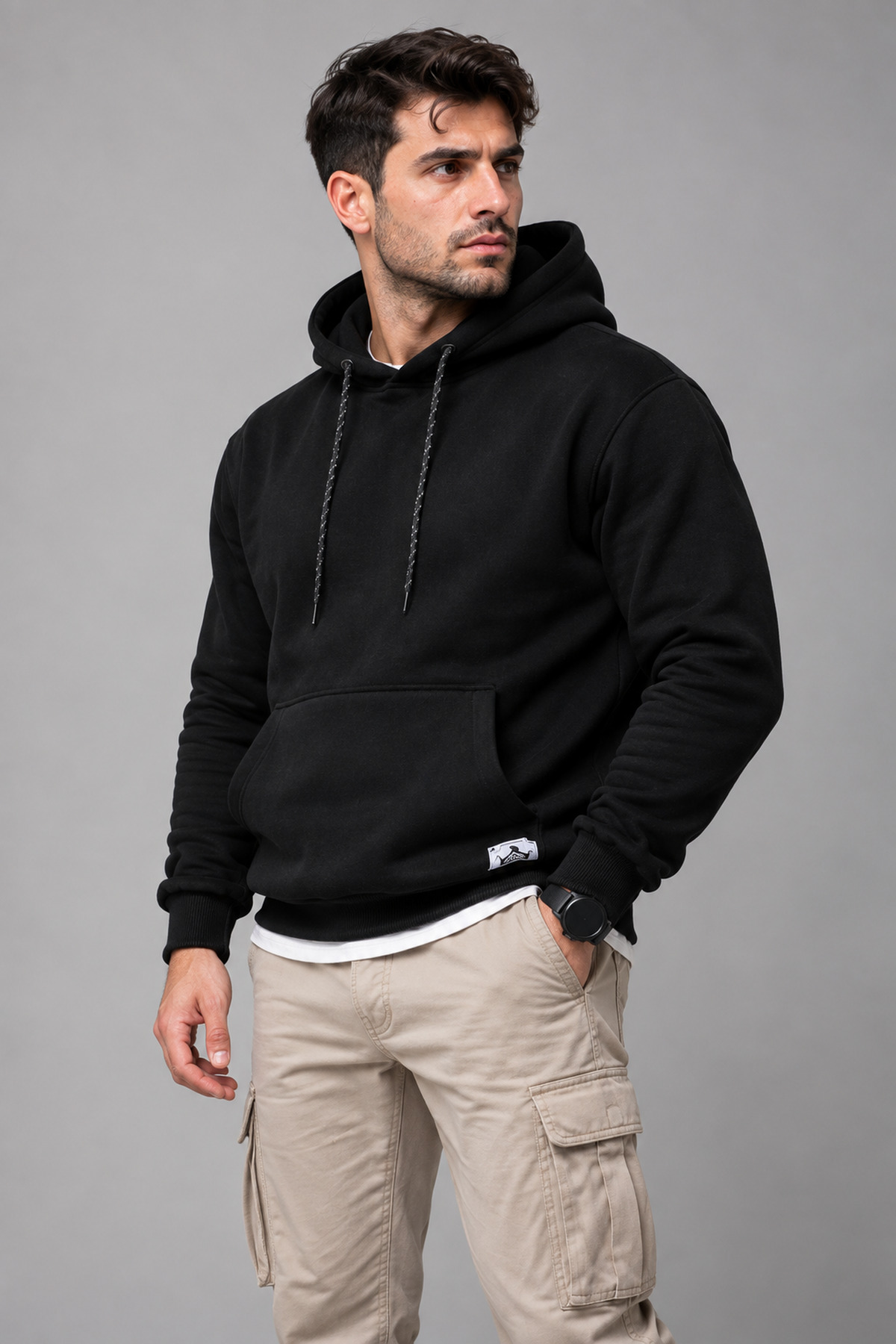 Sweatshirt Kalın Kışlık İçi Şardonlu 3 ip Kumaş Hem Erkek Hem Kadın için Uygundur — مشکی 621