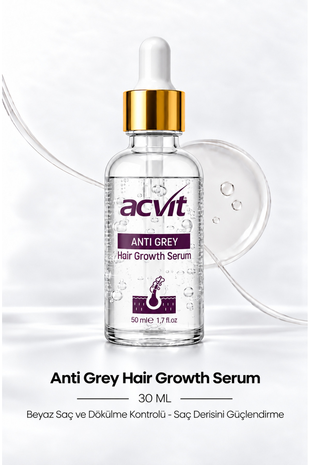 Acvit Anti Grey Hair Growth Serum - Beyaz Saç ve Dökülme Kontrolü - Saç Derisini Güçlendirme — AGH01