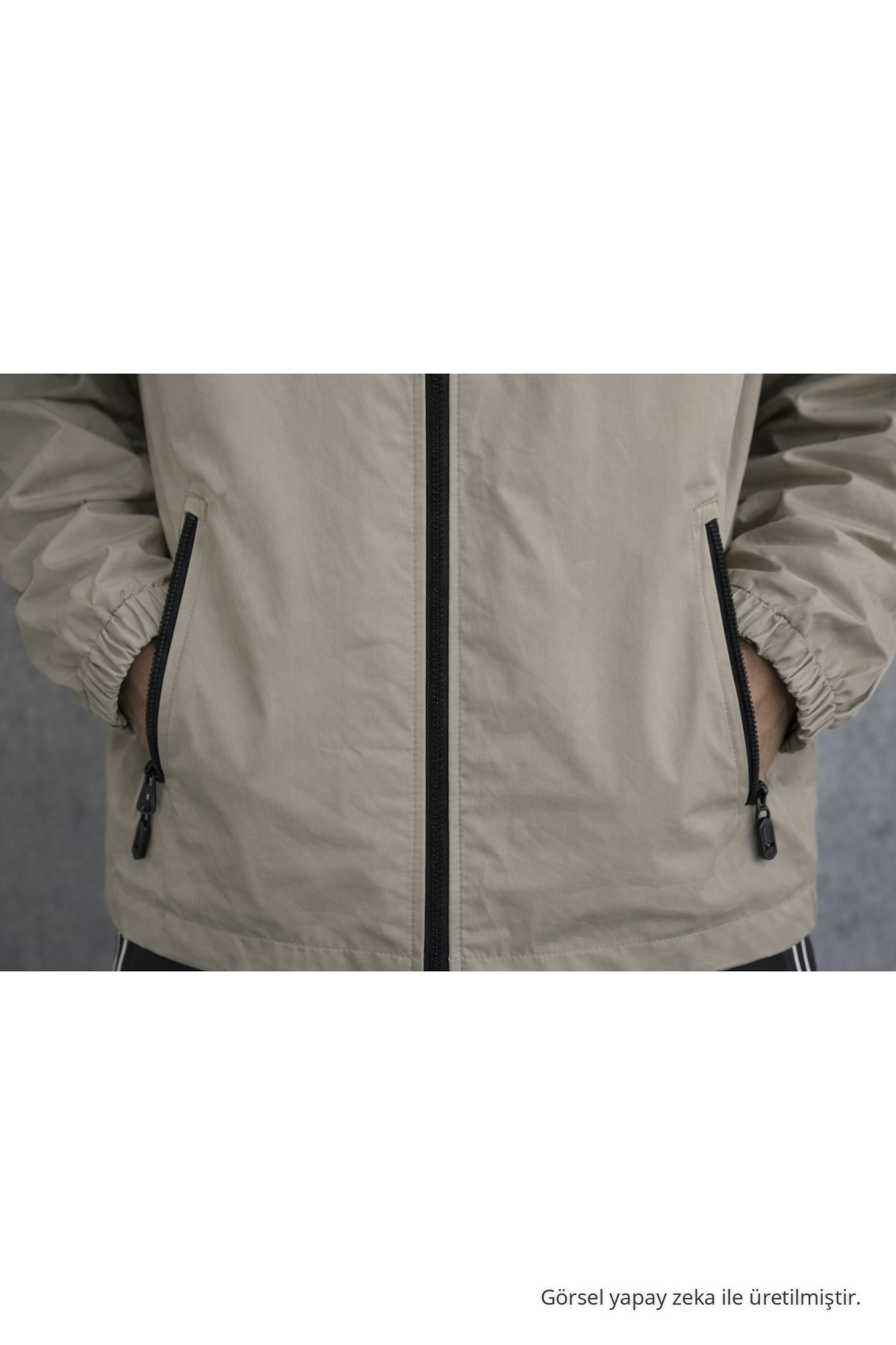 Erkek Comfort Fit Astarlı Salaş Kahve Yağmurluk & Rüzgarlık — قهوه‌ای 61991DMJG — تصویر 5 از 7