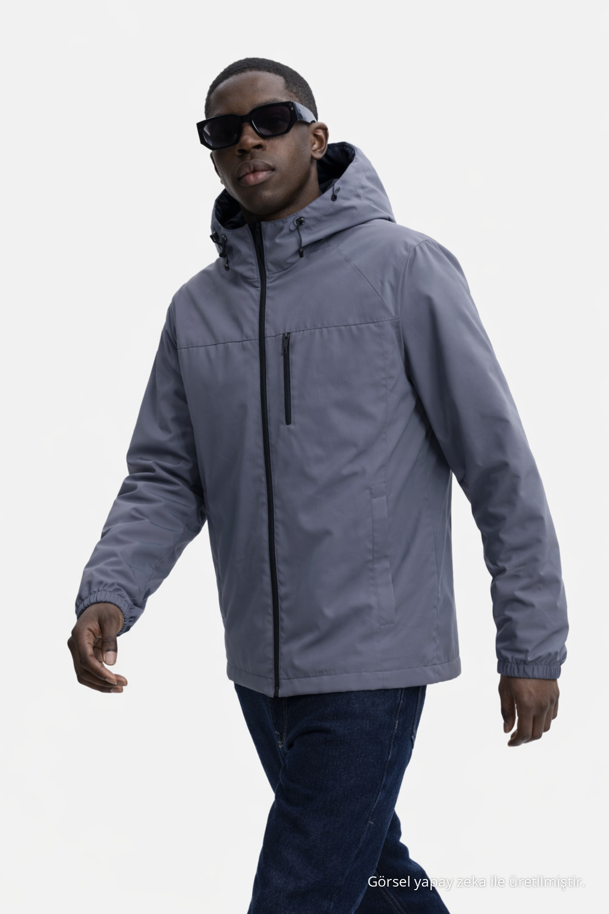 Erkek Astarlı Trend Oversize Füme Yağmurluk & Rüzgarlık — خاکستری Ayna-2-95737DMJG — تصویر 3 از 6