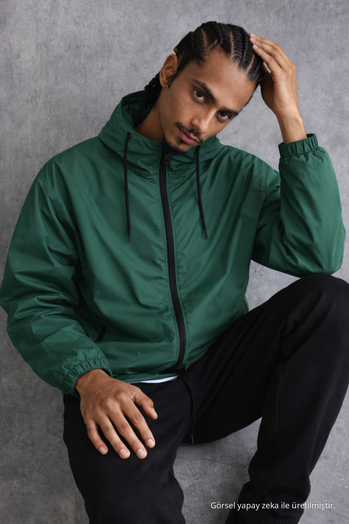 Erkek Comfort Fit Astarlı Salaş Yeşil Yağmurluk & Rüzgarlık — سبز 61991DMJG — تصویر 5 از 6