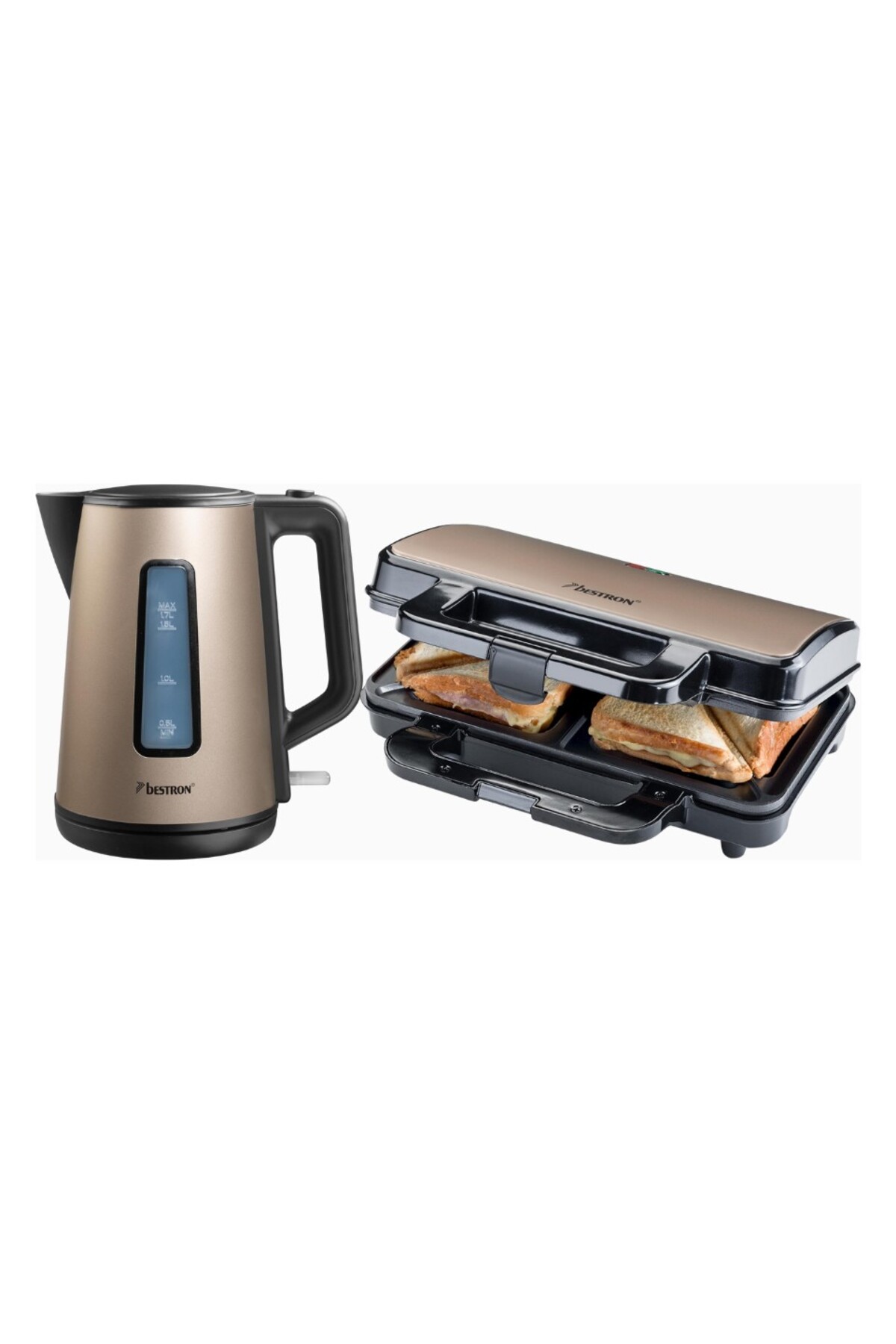 bestron Satin Serisi Retro Su Isıtıcı ve Sandviç Tost Makinesi Seti