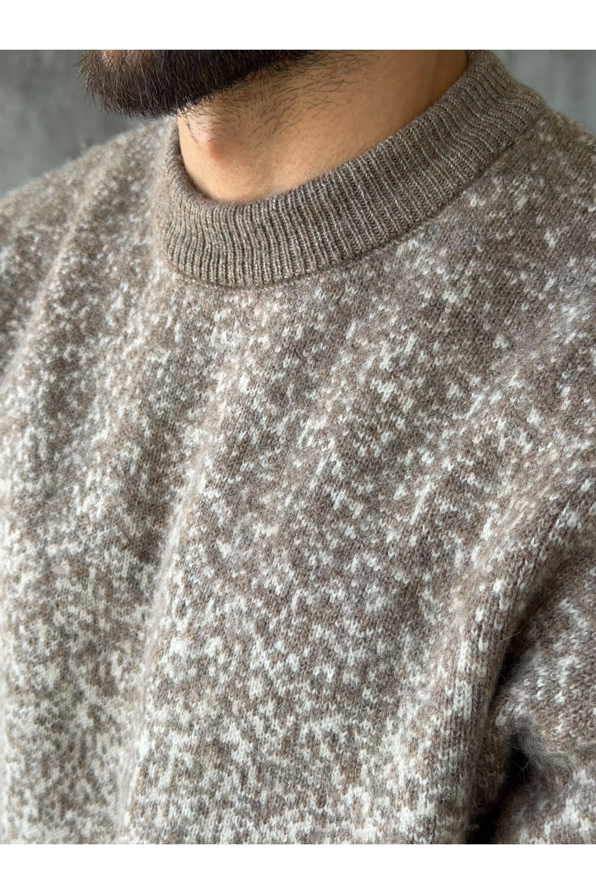 ژاکت بافتنی یقه طرح گرادیانت قهوه ای — رنگارنگ 016 — تصویر 4 از 8