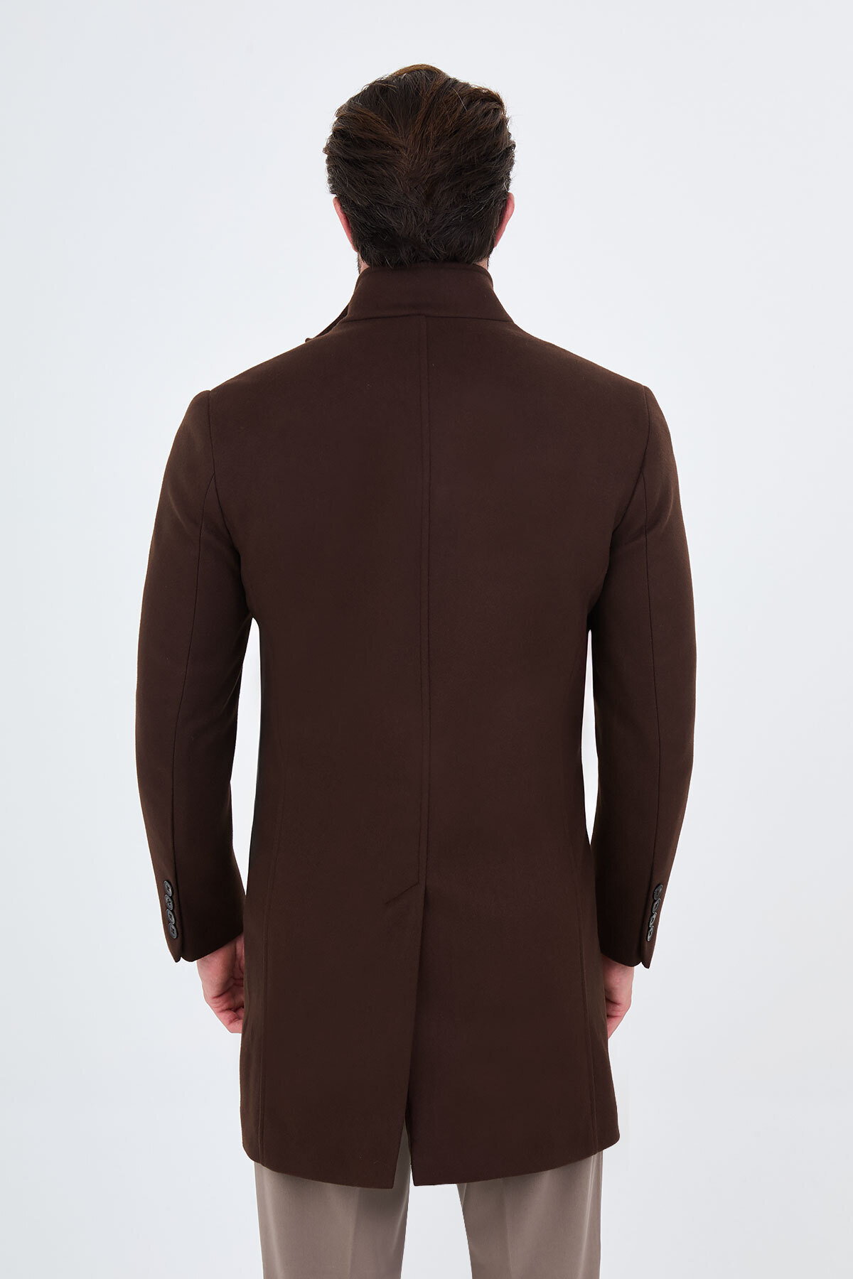 کت مردانه پشمی کشمیری قهوه‌ای - 21345.26K —رنگی — تصویر 5 از 6