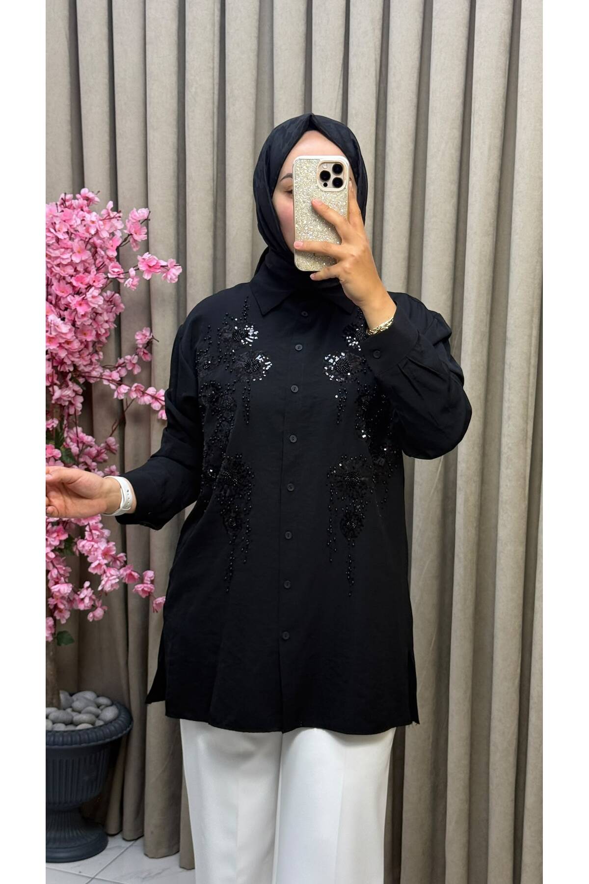 Pul İşlemeli Tunik Gömlek stoklarımızda! 😍 - Siyah / S/M