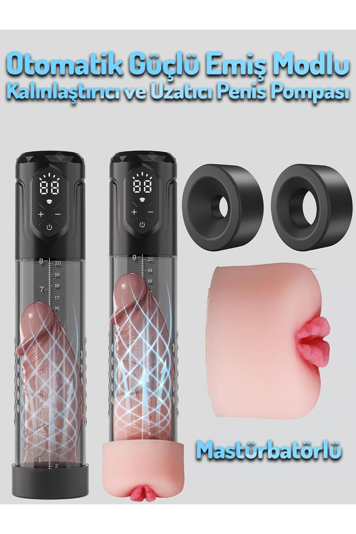 LCD Ekranlı Şarjlı Yüksek Emiş Mod Penis Kalınlaştırıcı Uzatıcı Otomatik Mastürbatörlü Penis Pompası