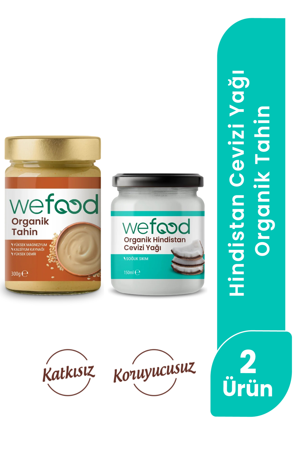 Organik Hindistan Cevizi Yağı 150 ml + Organik Tahin 300 gr — 8683347038060