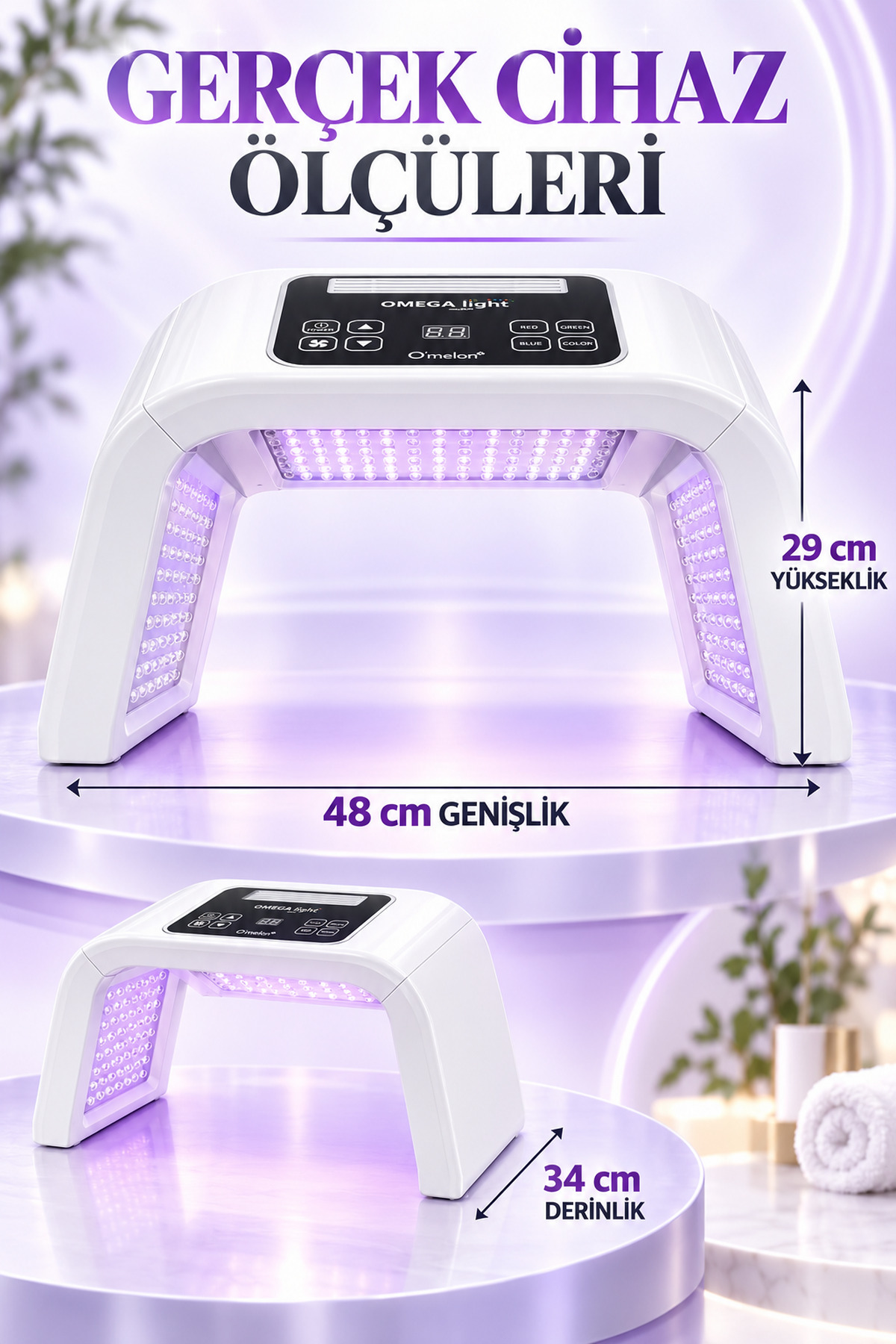 Omega Light Profesyonel LED Işık Terapi Cihazı, Yüz ve Cilt Bakım Maskesi, Kırmızı Mavi Işık, Akne Leke Kırışıklık Bakımı, Fototerapi, Koruyucu Gözlük ve Adaptör Dahil — سفید DF-LM03 — تصویر 8 از 8