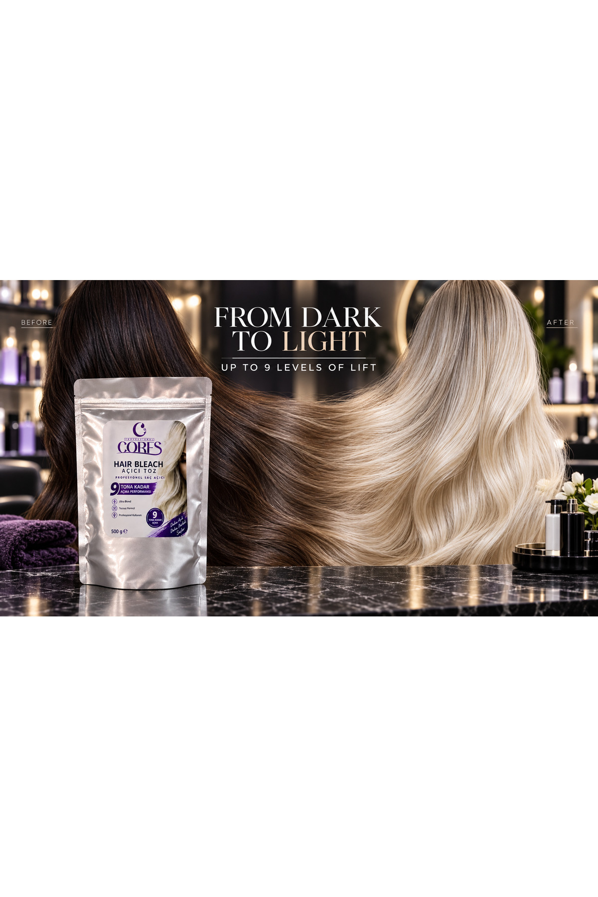 Hair Bleach Saç Açıcı Toz 500g | 9 Ton'a Kadar — C0RFSLIGHT1000 — تصویر 4 از 4