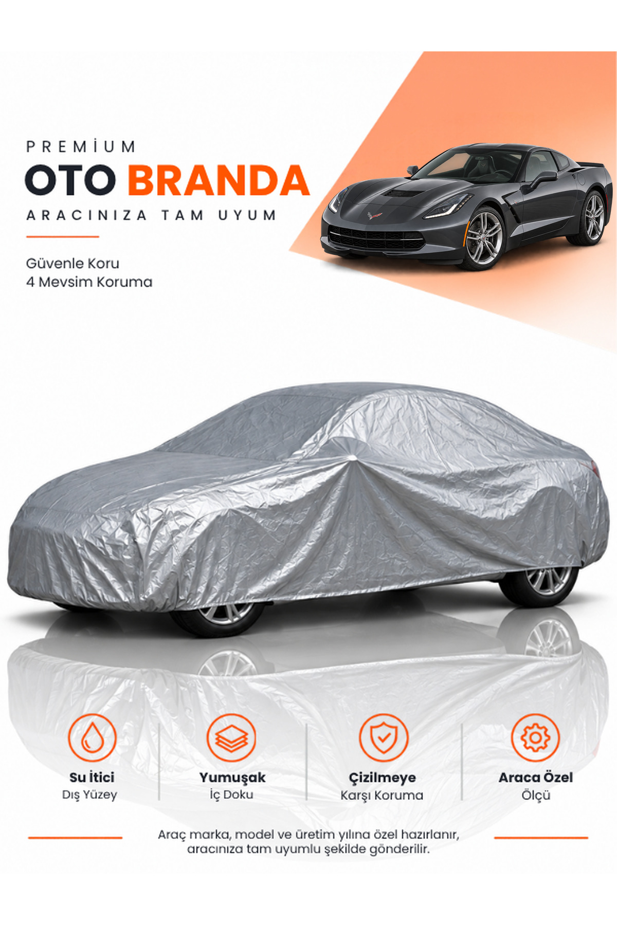 CHEVROLET CORVETTE (2014-2019) COUPE Uyumlu Araba Brandası Oto Branda Araba Örtüsü Araç Çadırı