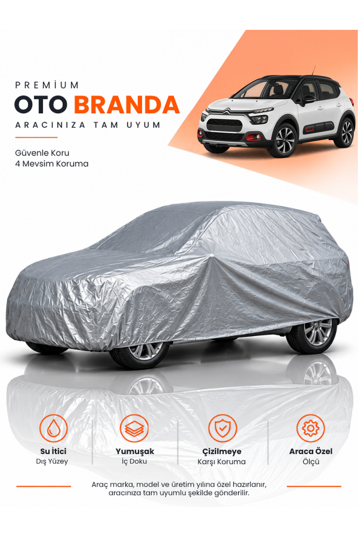 CİTROEN C3 4 (2024-2026) SUV Uyumlu Araba Brandası Oto Branda Araba Örtüsü Araç Çadırı