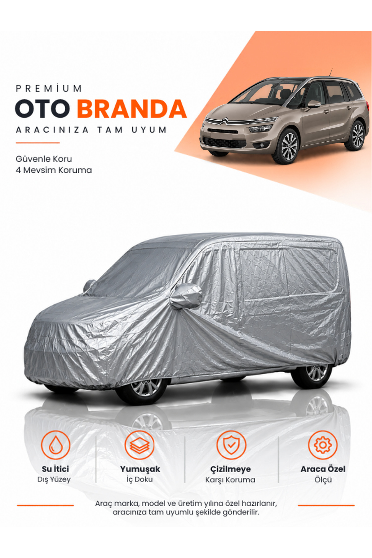 CİTROEN C4 PİCASSO (2013-2022) KOMBİ Uyumlu Araba Brandası Oto Branda Araba Örtüsü Araç Çadırı