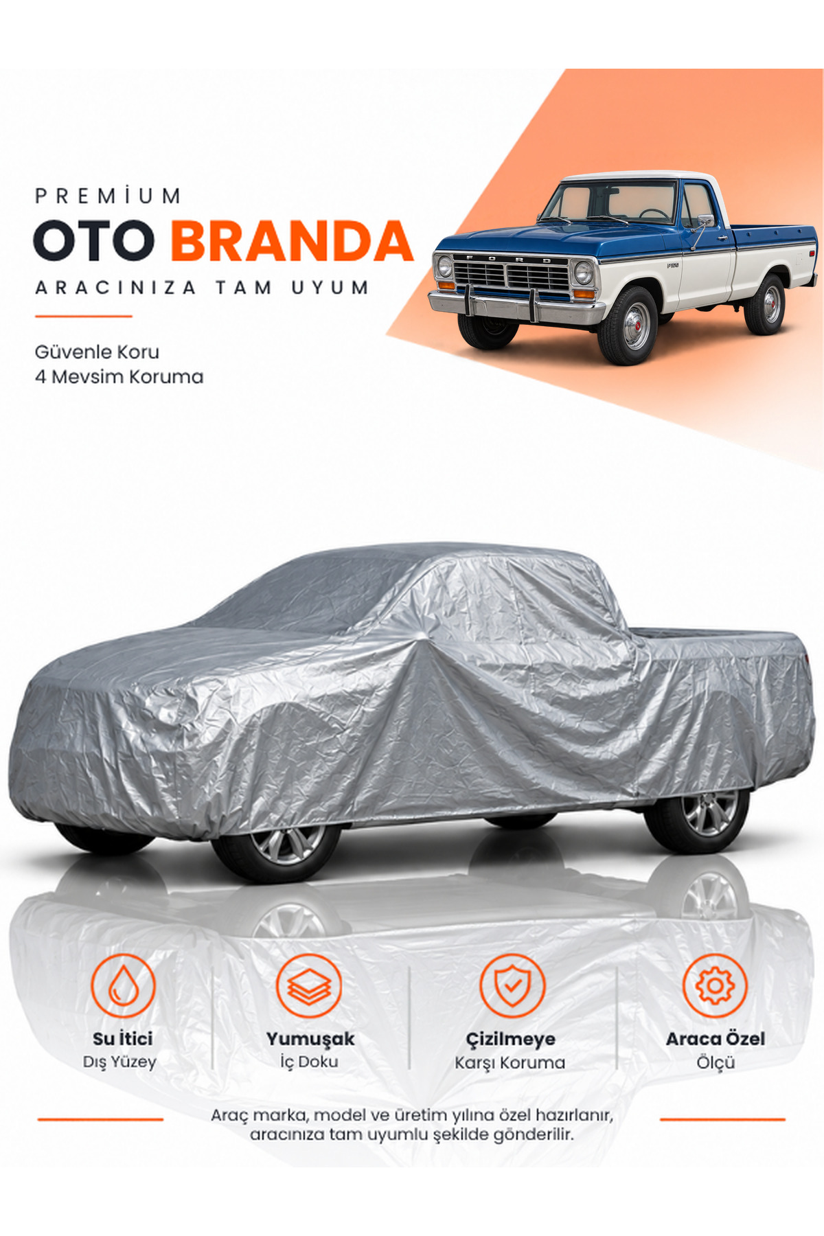 FORD P100 (1976-1982) PICKUP Uyumlu Araba Brandası Oto Branda Araba Örtüsü Araç Çadırı