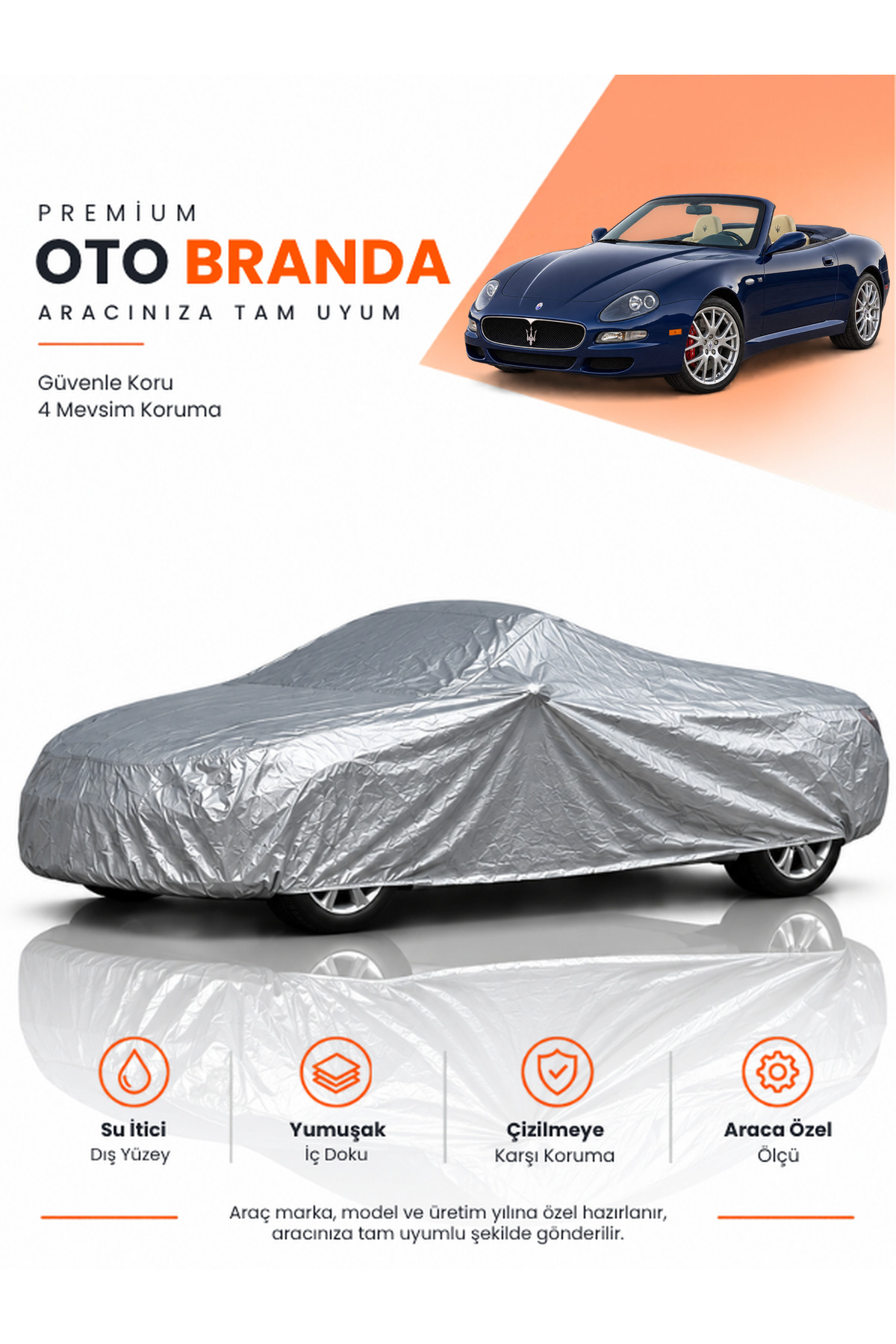 MASERATİ GRANSPORT (2004-2007) CABRIO Uyumlu Araba Brandası Oto Branda Araba Örtüsü Araç Çadırı