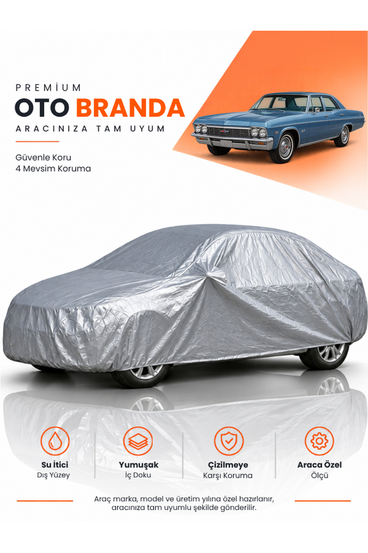 CHEVROLET İMPALA (1965-1970) SEDAN Uyumlu Araba Brandası Oto Branda Araba Örtüsü Araç Çadırı