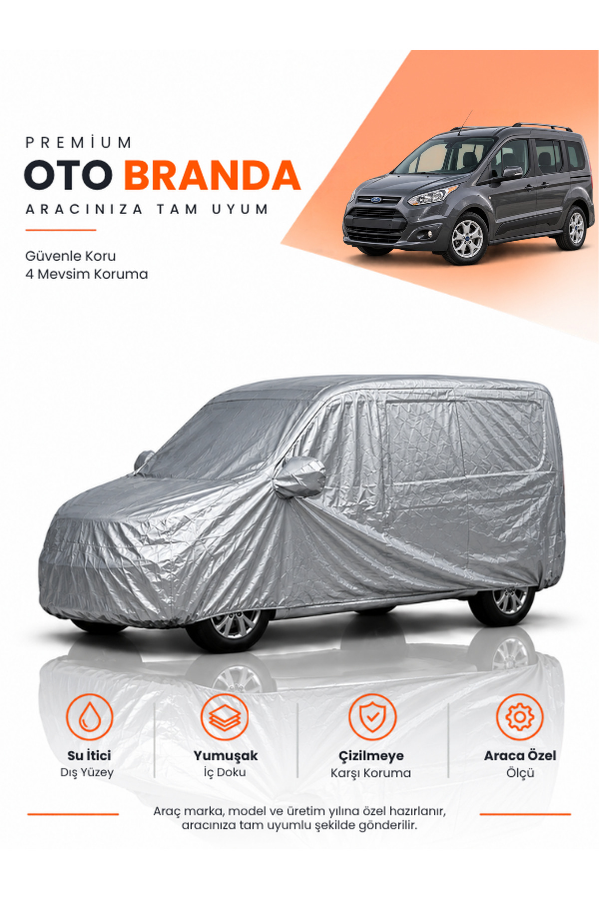 FORD TRANSİT CONNECT 2 V408 MAKYAJLI CAMLI (2018-2022) KOMBİ Uyumlu Araba Brandası Oto Branda