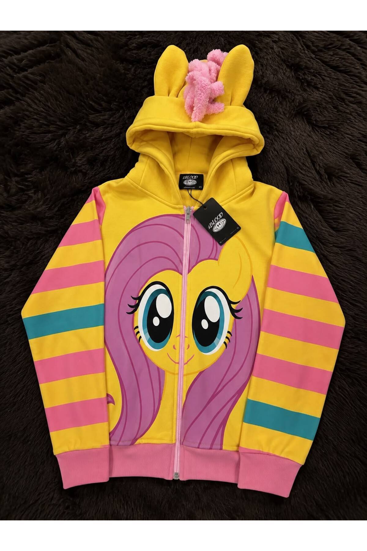 My Little Pony Fluttershy Desenli Kapüşonlu Fermuarlı Sweatshirt — زرد P4570S9992 — تصویر 5 از 5