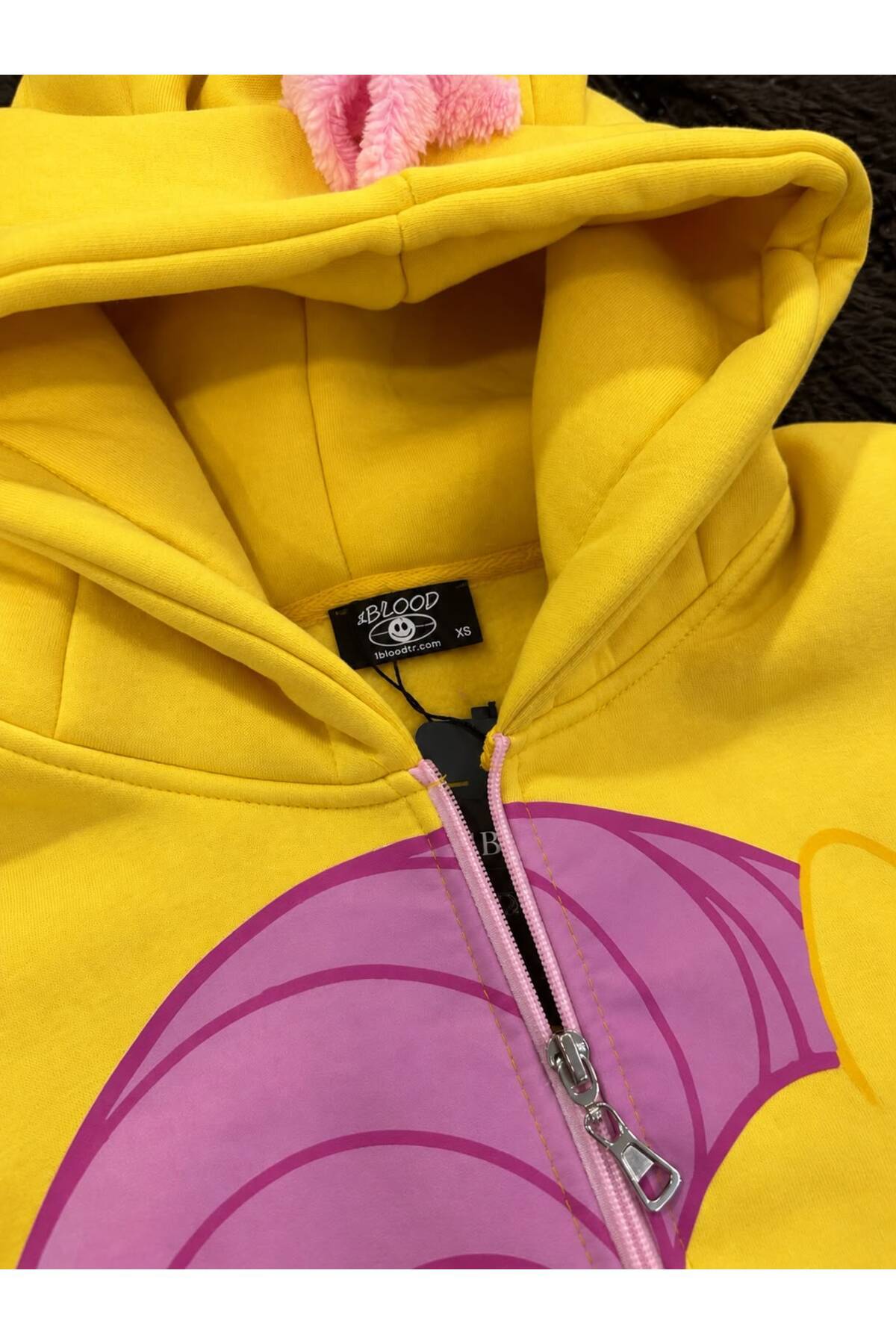 My Little Pony Fluttershy Desenli Kapüşonlu Fermuarlı Sweatshirt — زرد P4570S9992 — تصویر 3 از 5