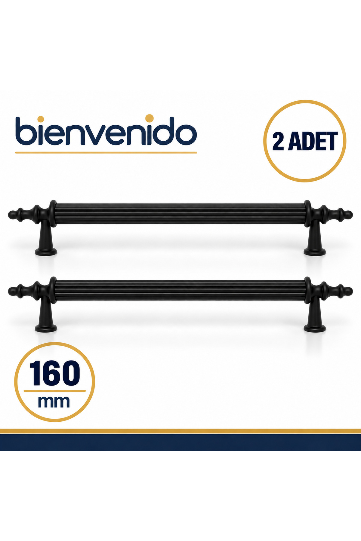 Mat Siyah Metal Kulp 160 mm Dayanıklı Mobilya Kulbu, Dolap Çekmece için Modern Dekoratif Tasarım 2 Adet BIE0213, one size