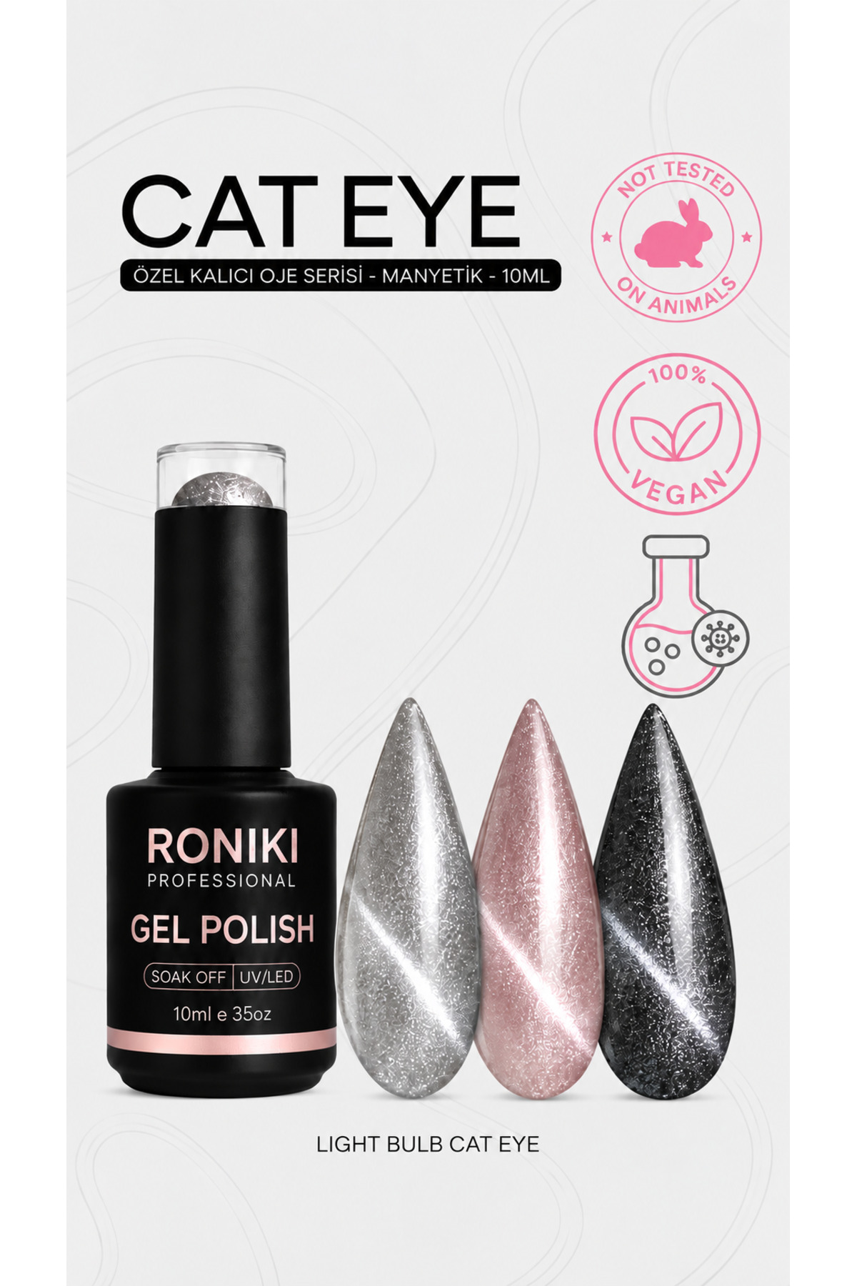 【timmy cat select】 レインボーアークオールインワンジェル RONIKI Korean Cat Eye Kalıcı Oje Yoğun Manyetik Efekt SM12 10 ml