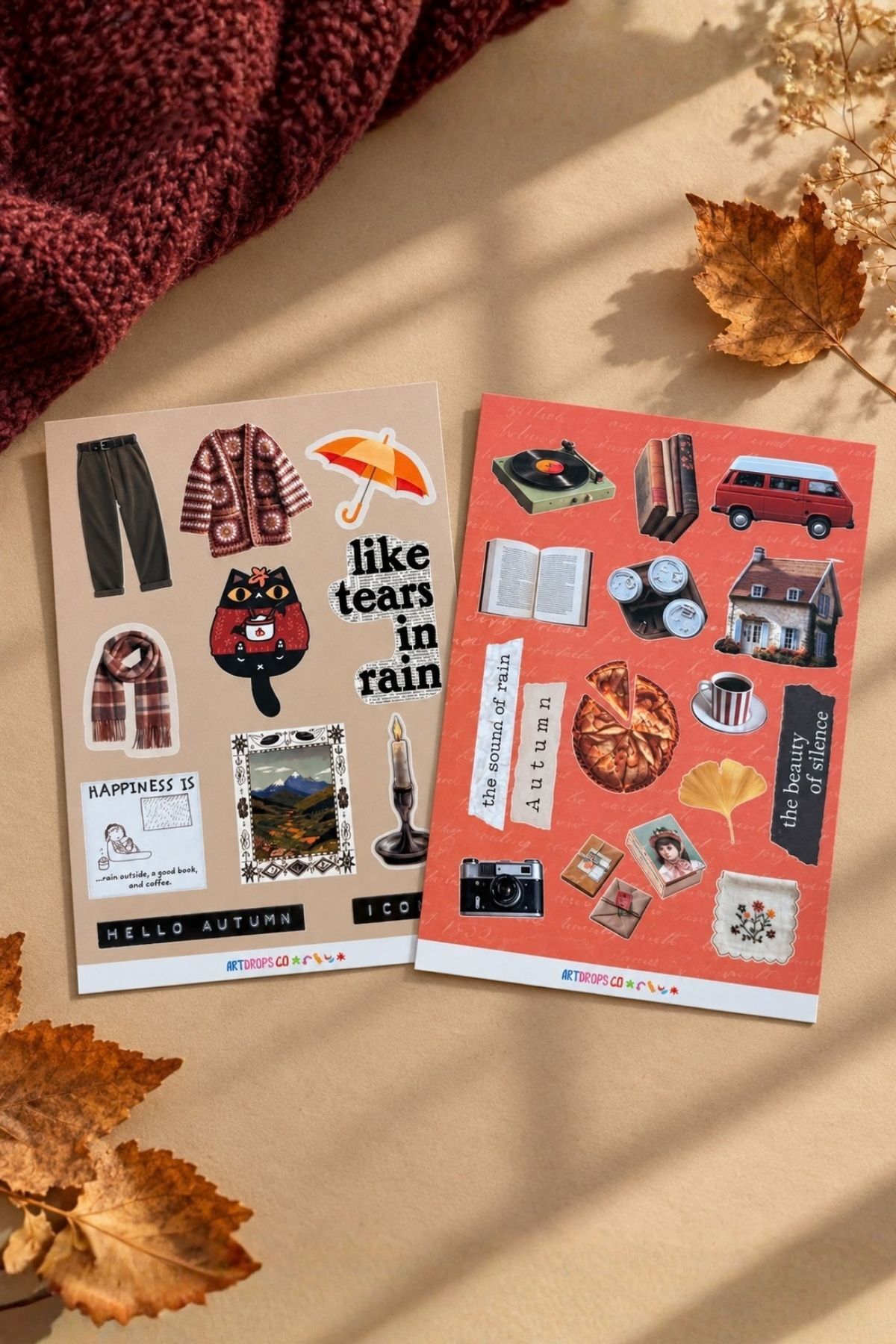 Autumn 2’li Sticker Seti – Sonbahar Temalı Dekoratif Etiketler
