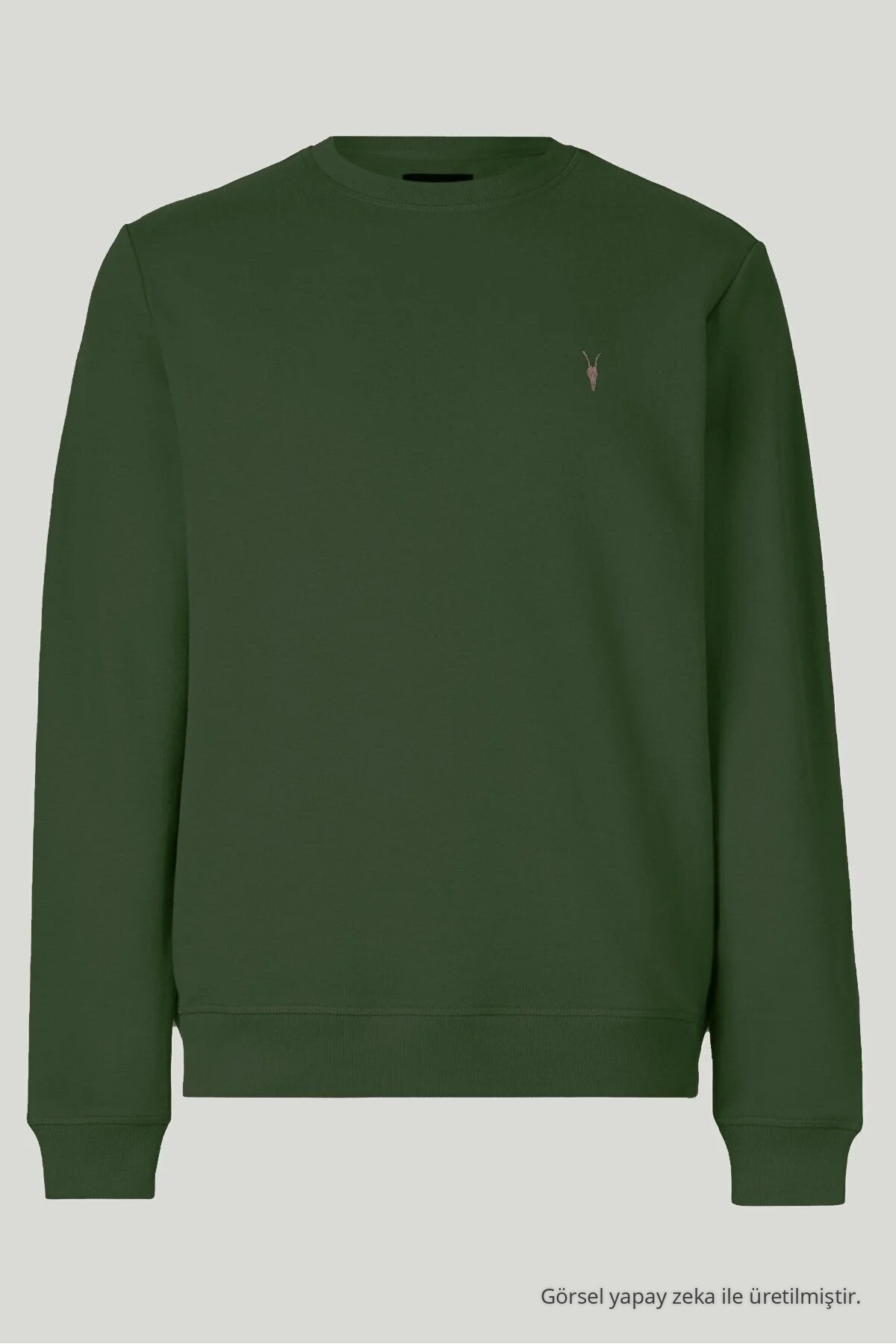 Erkek 3-lü Haki-Ekru-indigo Sweatshirt Basic Bisiklet Yaka — رنگارنگ SWT.0021 — تصویر 4 از 8