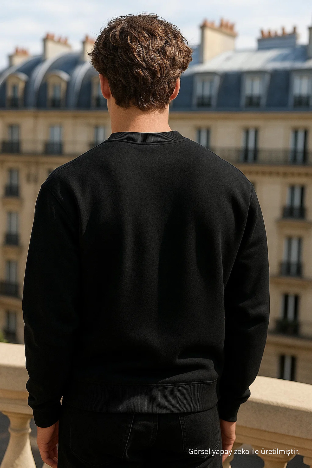Erkek Bisiklet Yaka Oversize Siyah Kazak — مشکی Kazak-SWT.0026 — تصویر 6 از 7