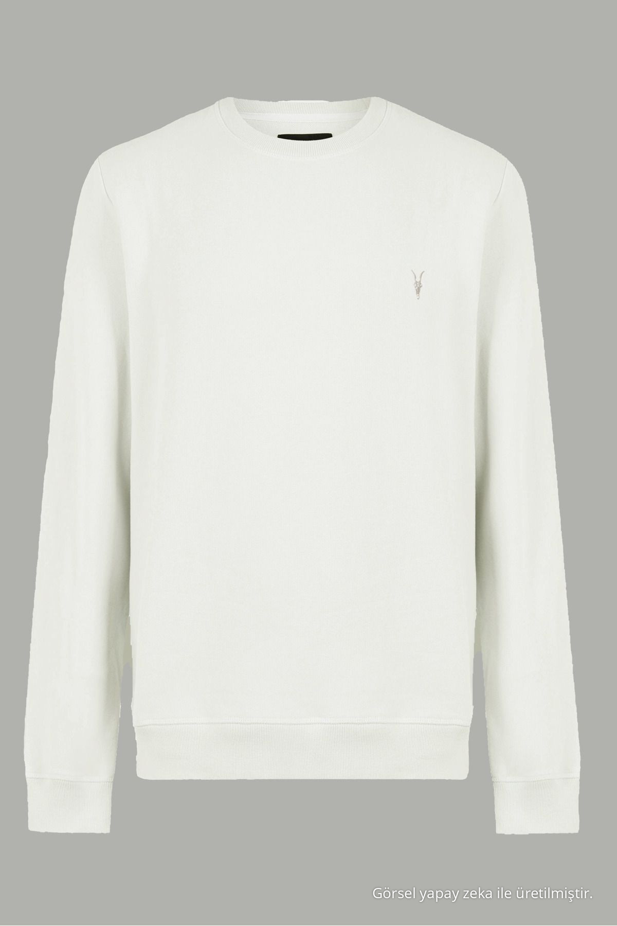 Erkek 3-lü Haki-Ekru-indigo Sweatshirt Basic Bisiklet Yaka — رنگارنگ SWT.0021 — تصویر 3 از 8