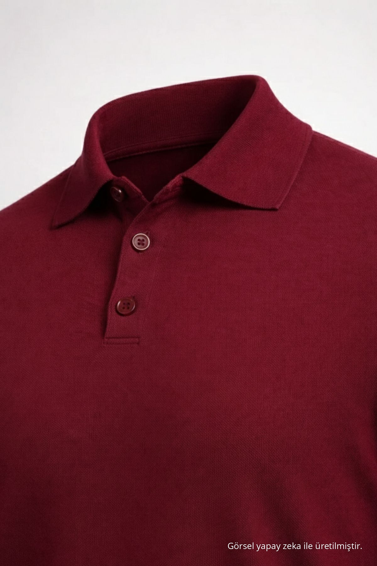 Erkek Basic Bol Bordo Polo Yakalı Kazak — زرشکی 33081CMBN — تصویر 5 از 7
