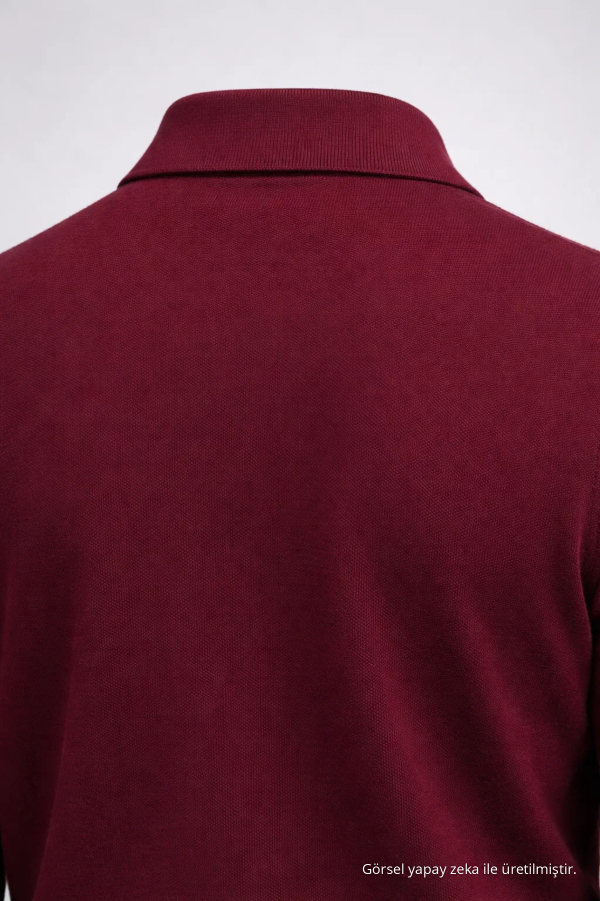 Erkek Basic Bol Bordo Polo Yakalı Kazak — زرشکی 33081CMBN — تصویر 7 از 7