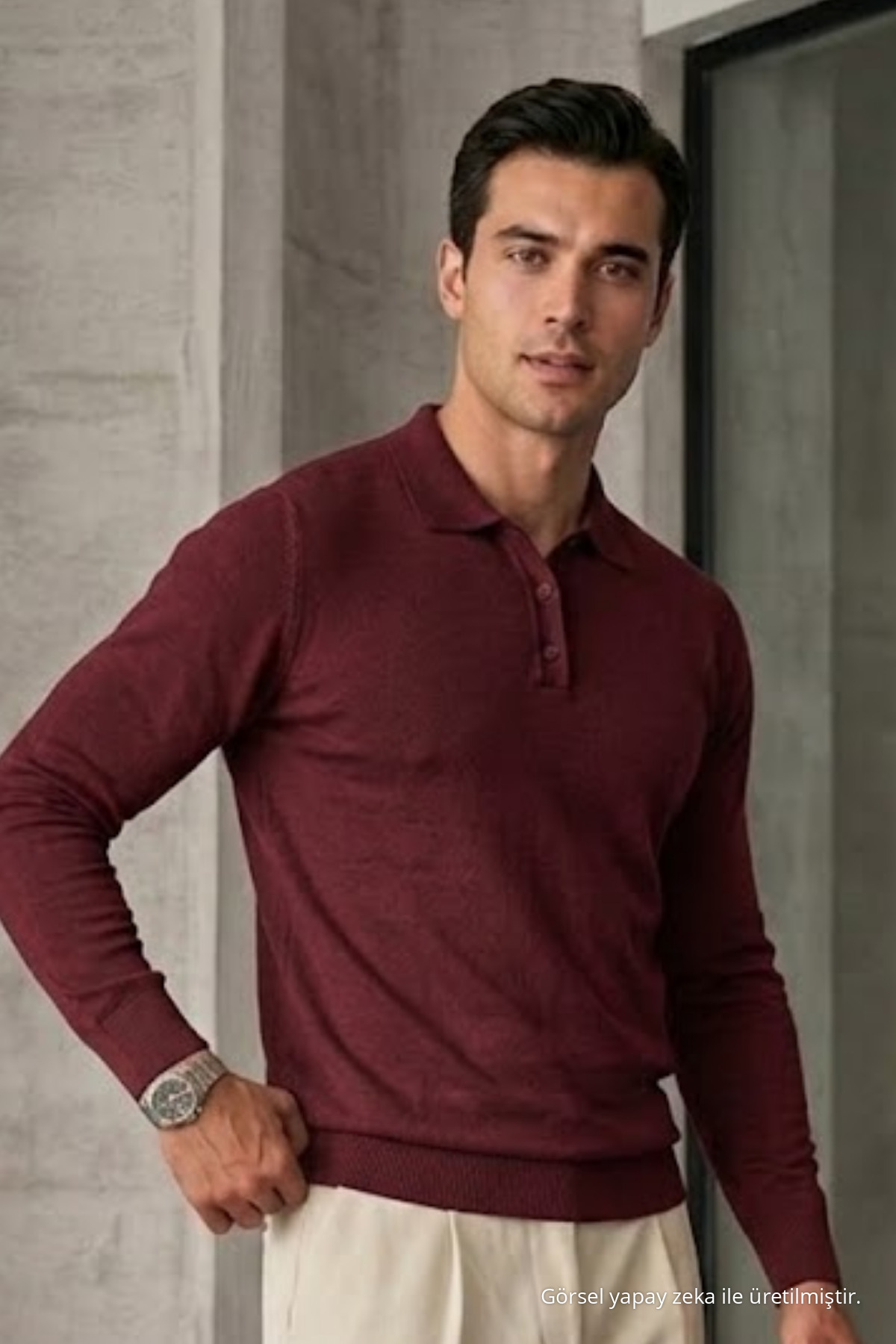 ژاکت مردانه شل و شلوار Raglan Claret قرمز — زرشکی 33081CMBN-11 — تصویر 3 از 6