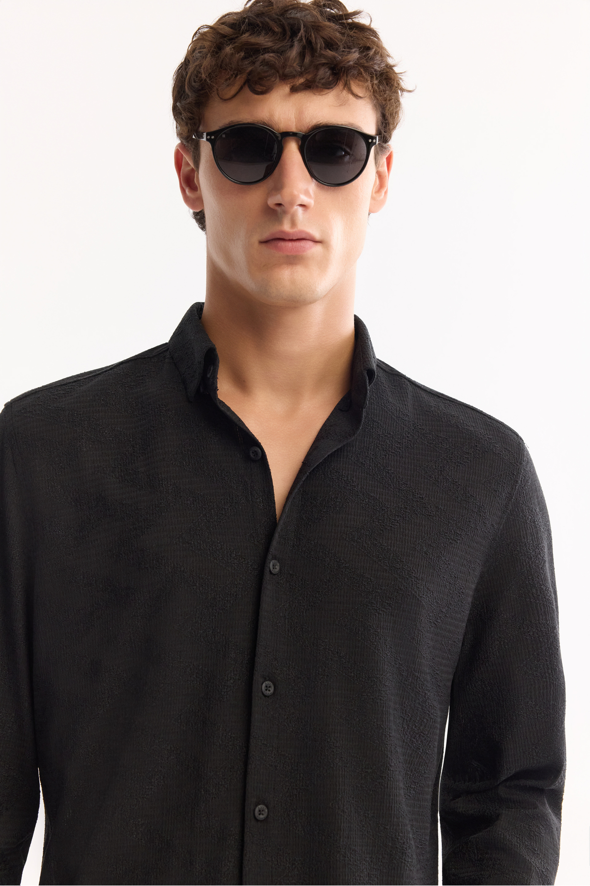 Erkek Siyah Düğmeli Yaka Jersey Regular Fit Gömlek A52Y2033 — مشکی — تصویر 2 از 7