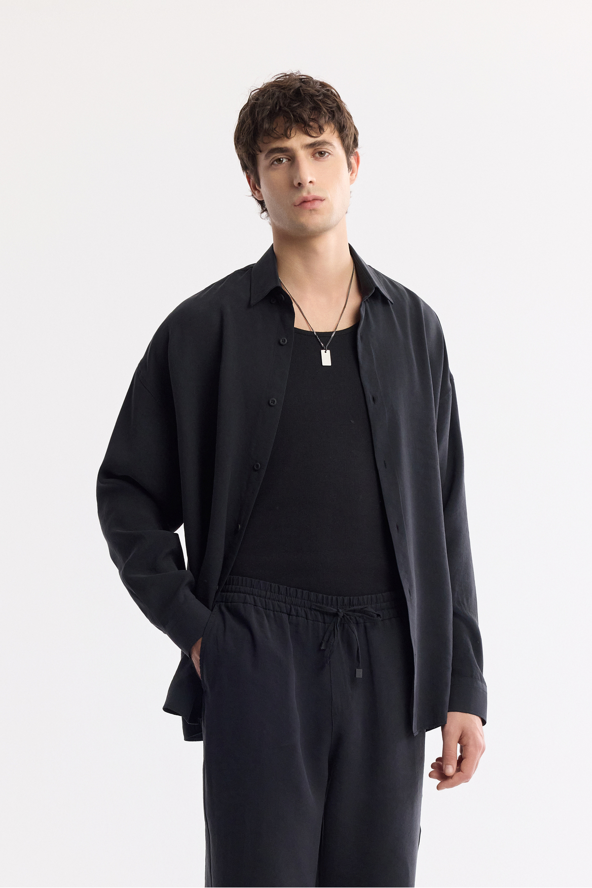 Erkek Siyah Beli Lastikli Bağcıklı Soft Touch Relaxed Fit Pantolon A51Y3031 — مشکی — تصویر 7 از 8